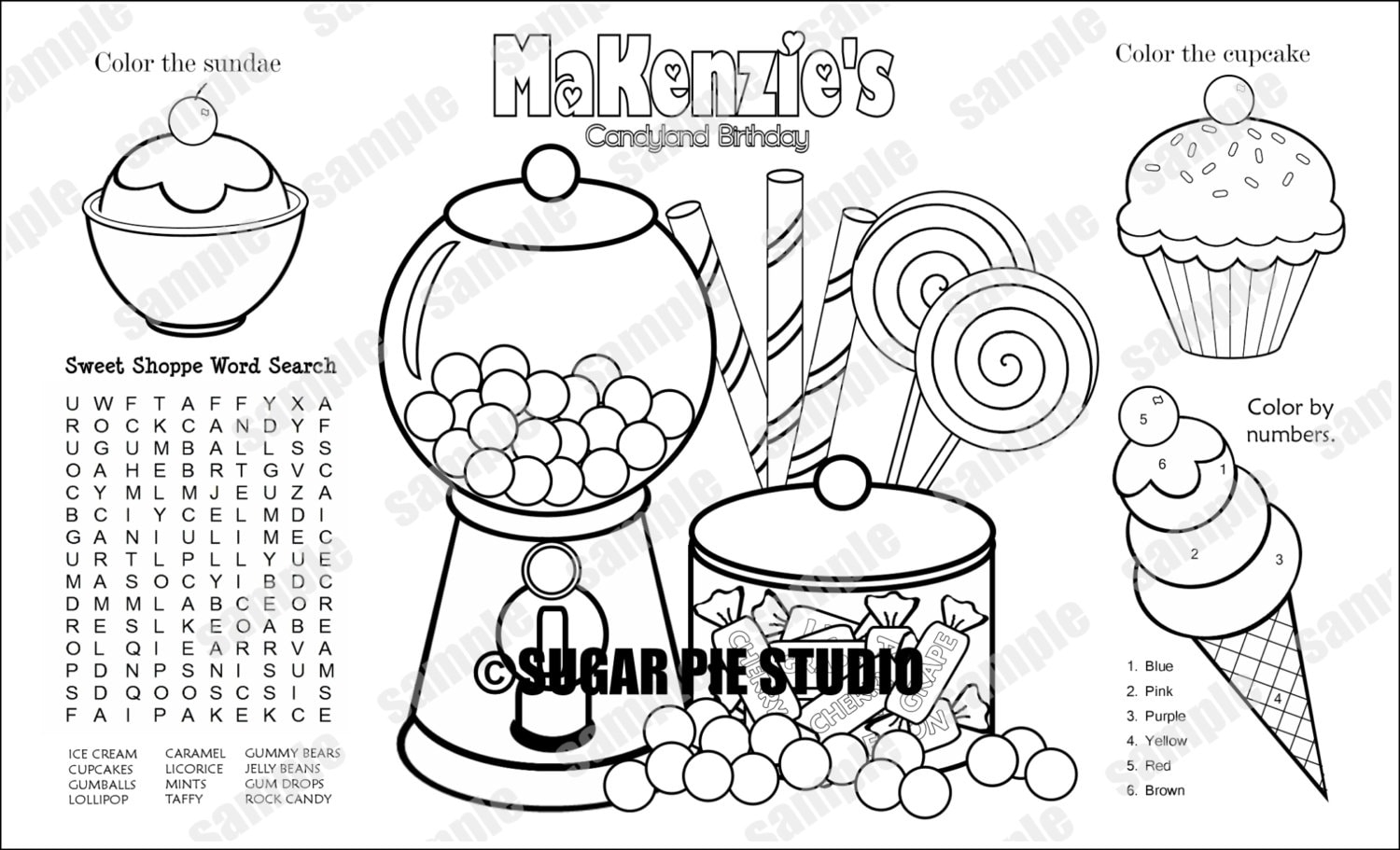 Personalized Sweet Shoppe Coloring Page Coloring Page Candyland Gift Colouring Activity Sheet Personalized Printable Template Etsy Ireland
