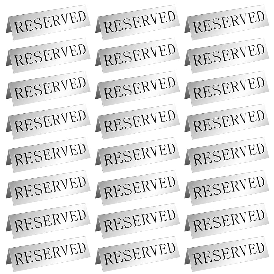 Peryiter Metal Reserved Table Signs Metal Reserved Sign Double Sided Table Stand Tents Seating Tent For Wedding Restaurant Ceremony 5 91 X 3 15 
