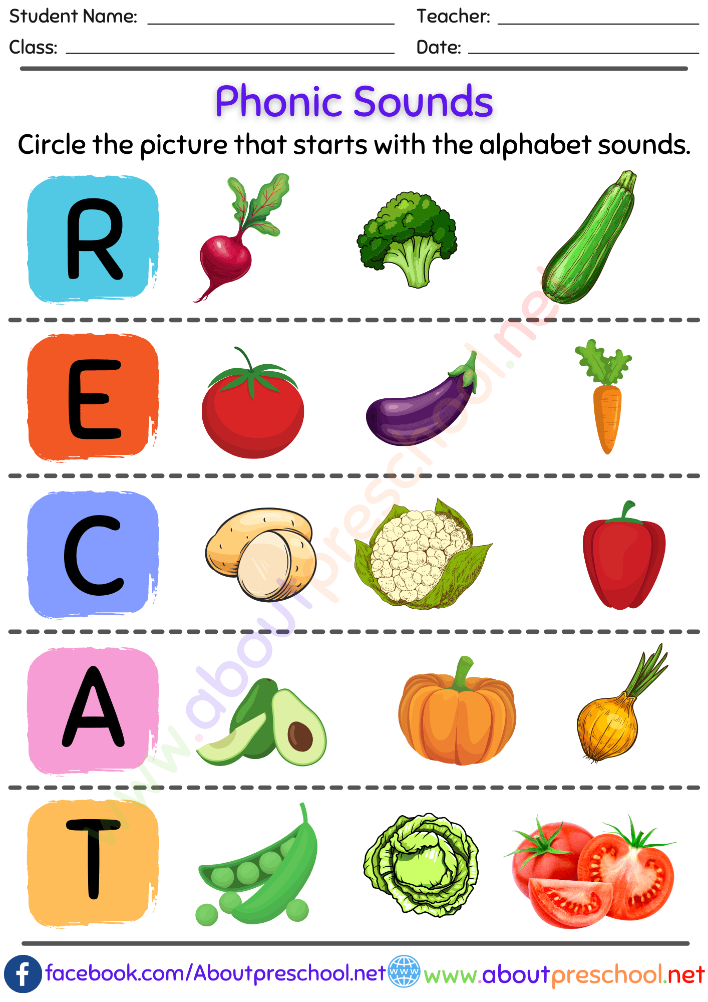 kindergarten phonics worksheets
