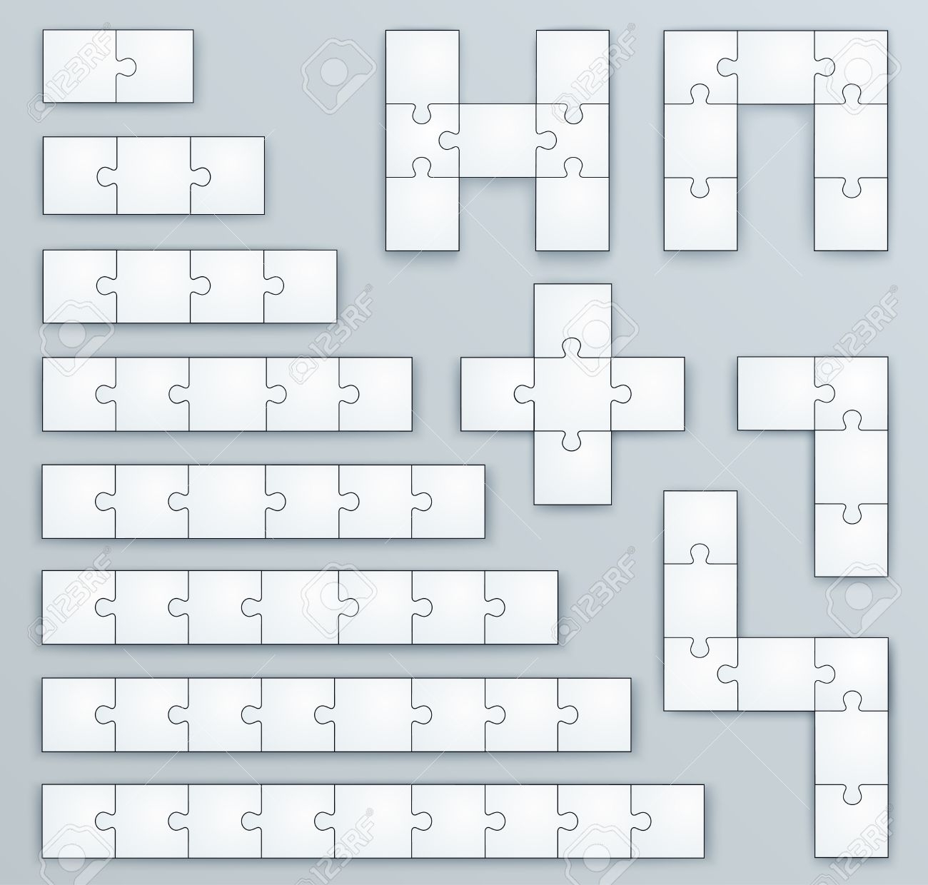 Piece Jigsaw Puzzle Template Set Of Of 2 3 4 5 6 7 8 9 Pieces And Geometric Puzzles Royalty Free SVG Cliparts Vectors And Stock Illustration Image 28059663 