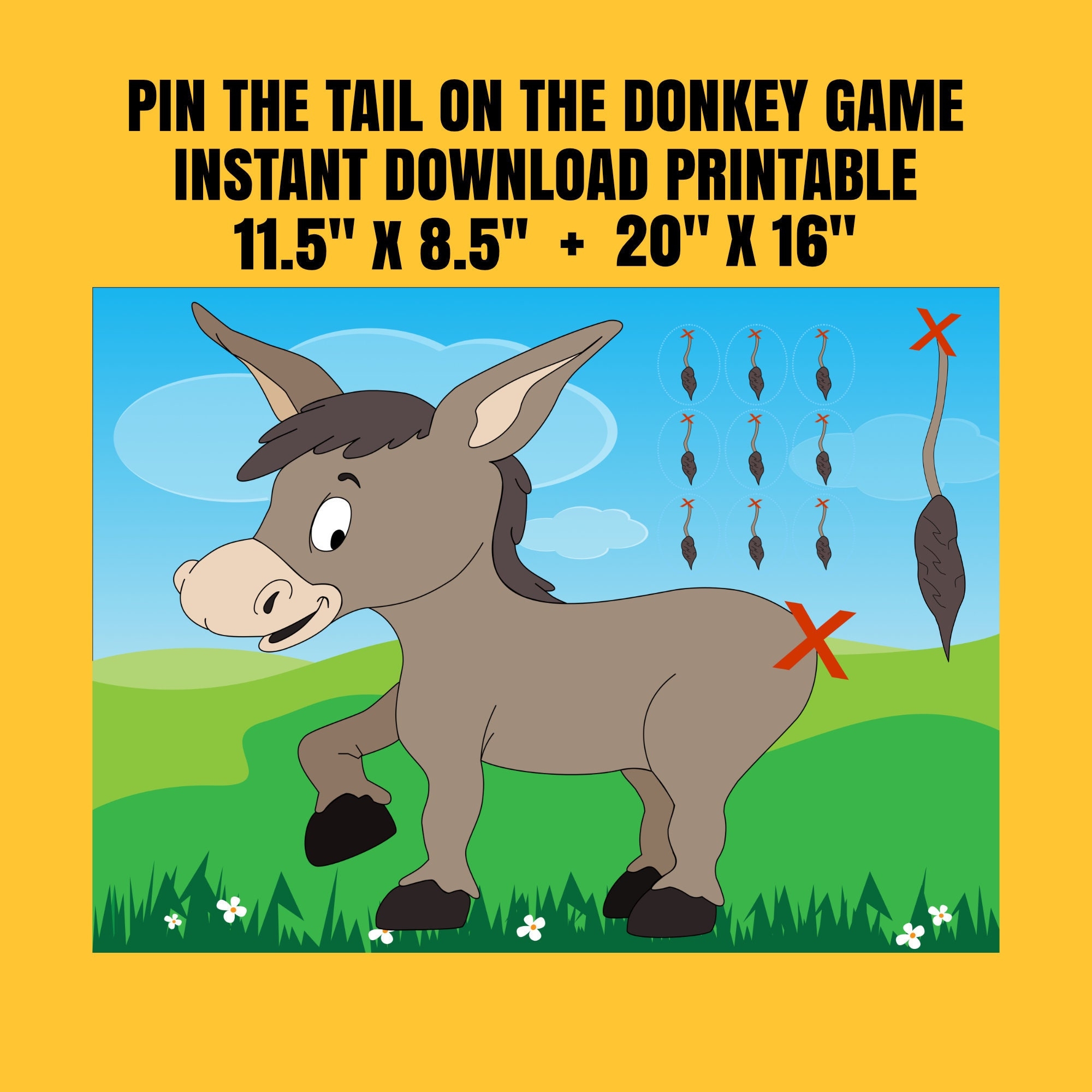 Pin The Tail On The Donkey Download Digital Printable Etsy UK