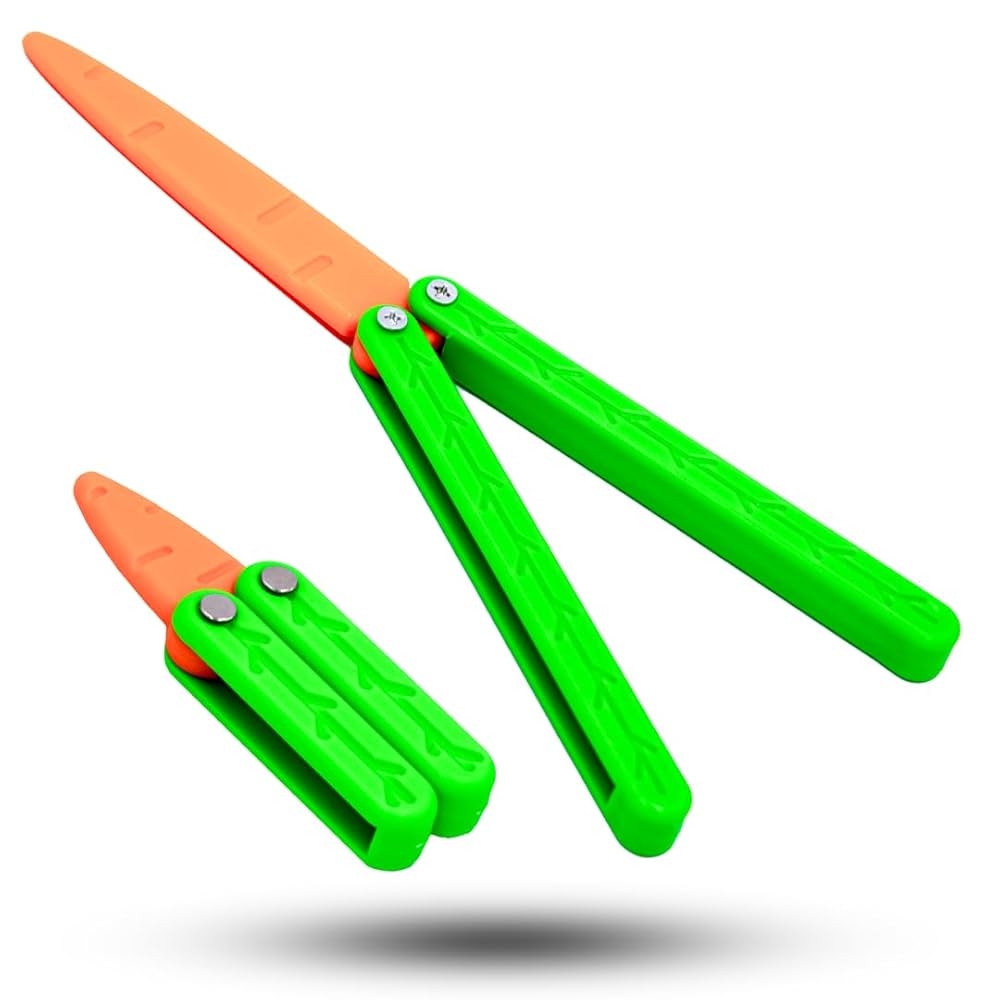 PocketTimers Plastic Butterfly Knife Toy Butterfly Knife 2 Pieces Fidget Toy Practice Prop Fake Butterfly Knife Carrot Butterfly Knife Made With 3D Printing Technology Amazon ae Toys