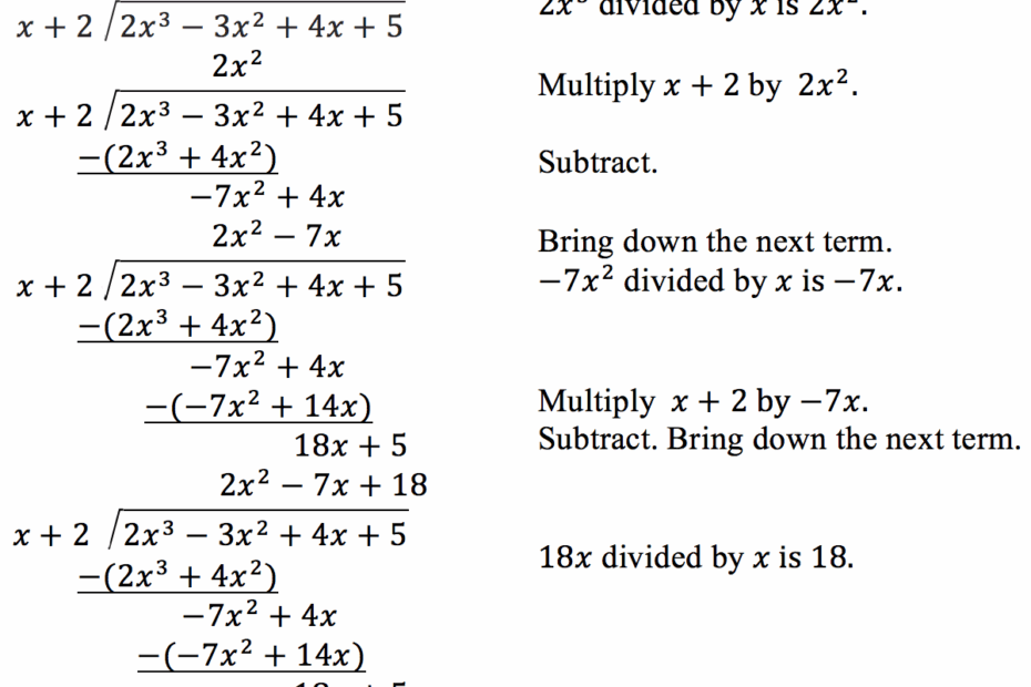 Polynomial Long Division College Algebra