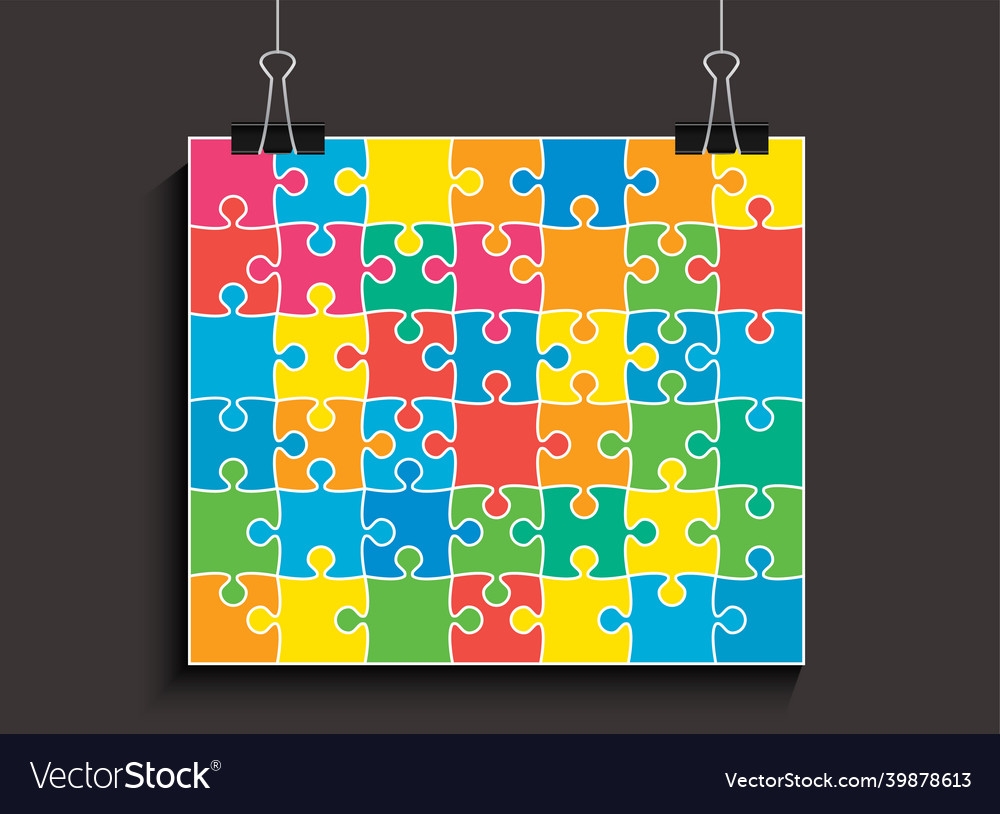 Poster Template Made Color Pieces Puzzle Jigsaw Vector Image