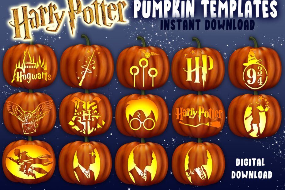 Potter Pumpkin Carving Stencils A4 Jack O Lantern Template Patterns