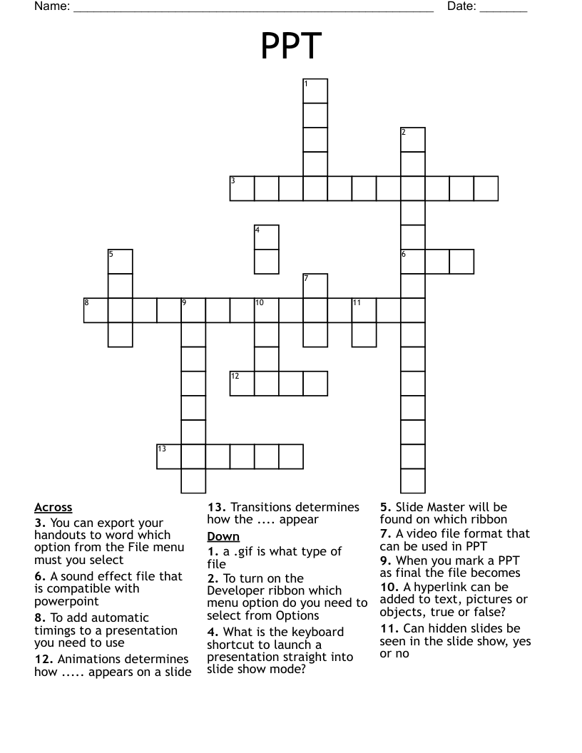 PPT Crossword WordMint