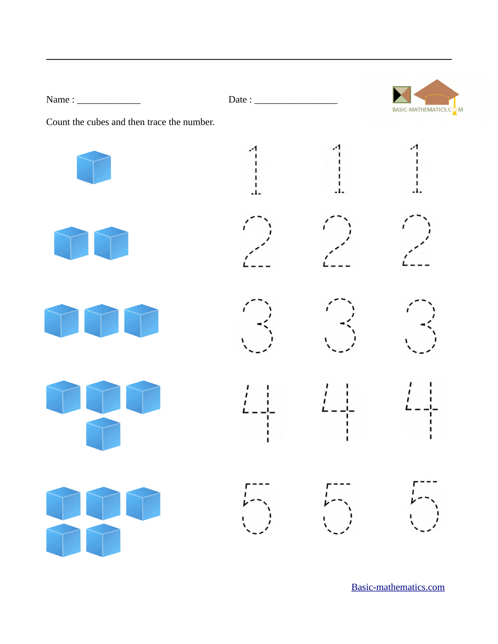 math worksheets preschool