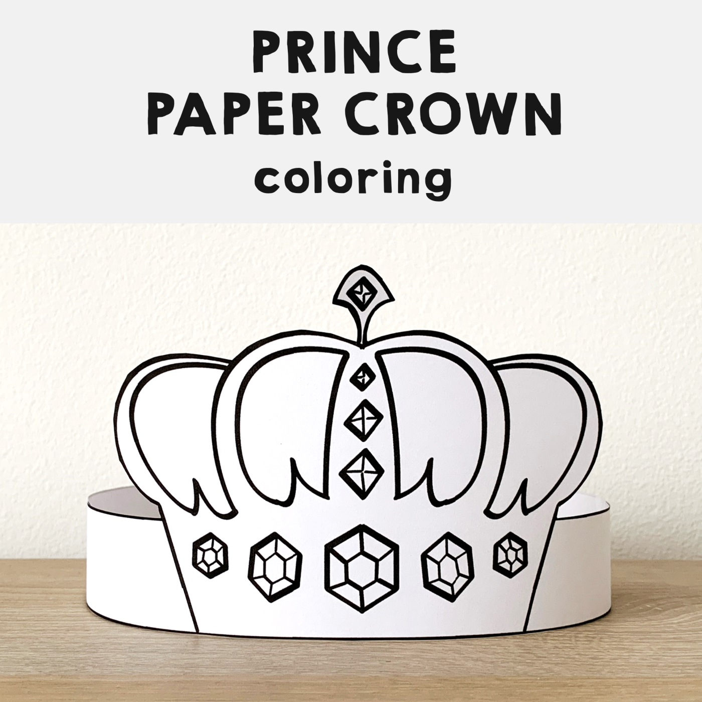 Prince King Paper Crown Printable Royal Coloring Craft Activity 