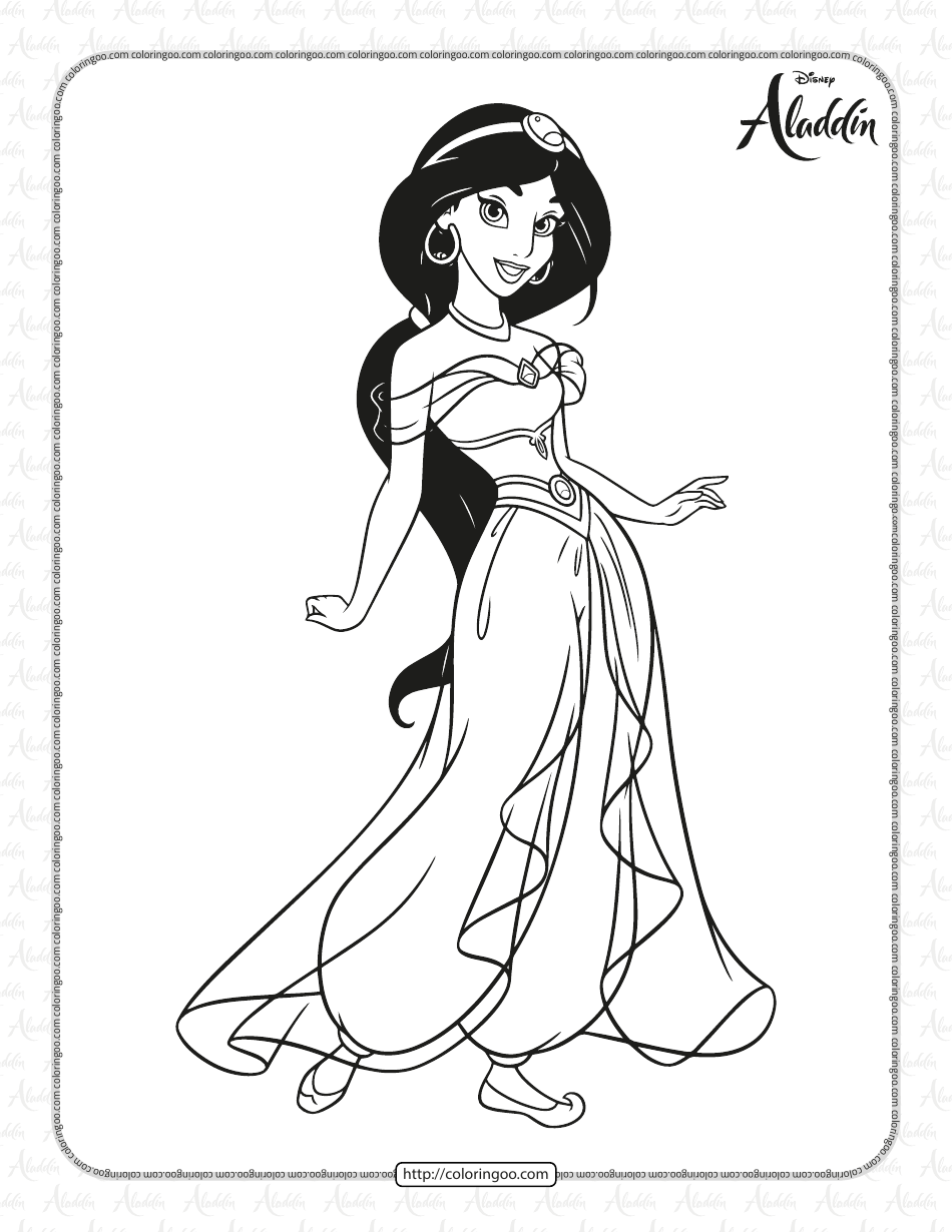 Princess Jasmine Coloring Sheet Download Printable PDF 