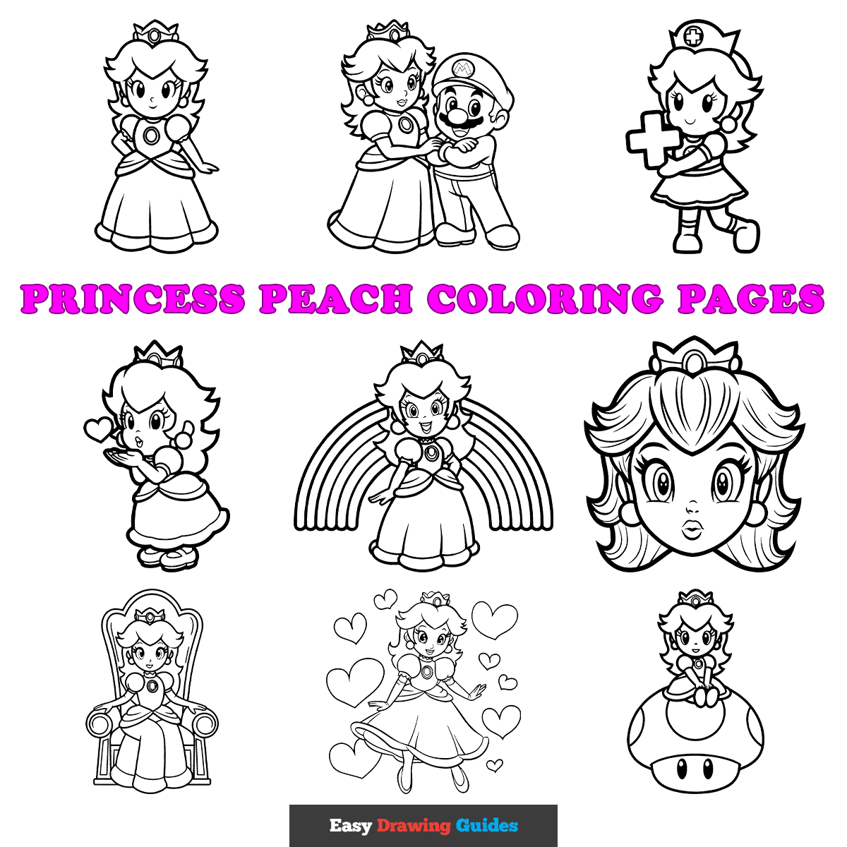 Princess Peach Coloring Pages For Kid 11 Printable Sheets
