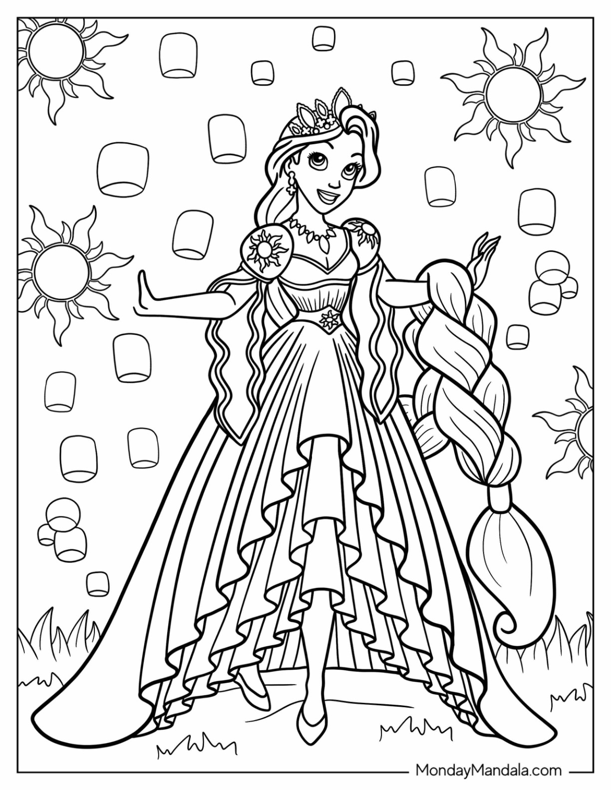 printable princess color pages