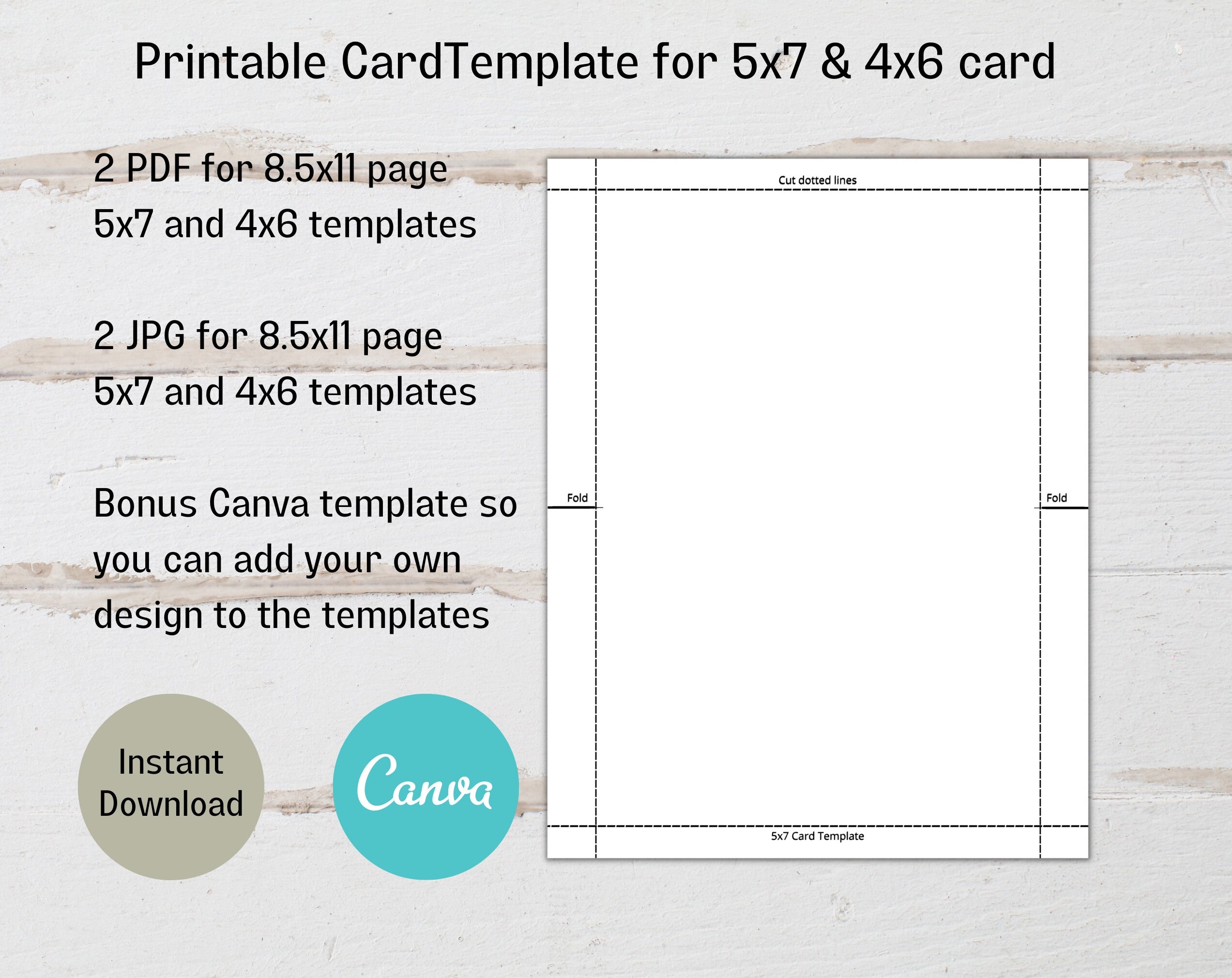 Printable 5x7 And 4x6 Card Templates Canva 5x7 And 4x6 Card 