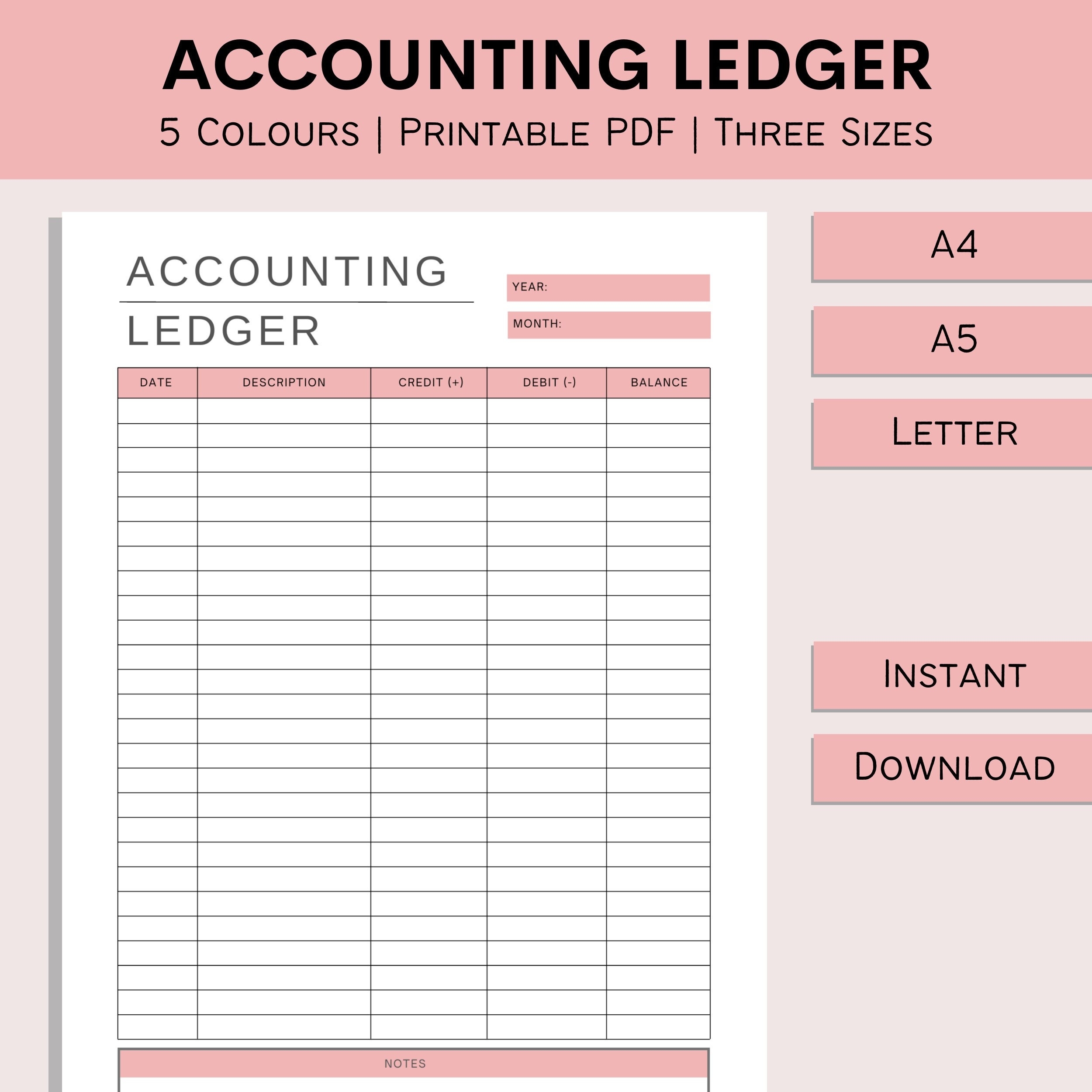 Printable Accounting Ledger Bookkeeping Template Small 