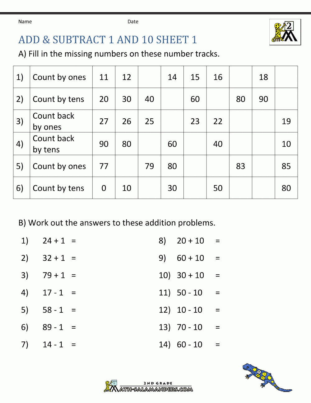 addition and subtraction worksheet