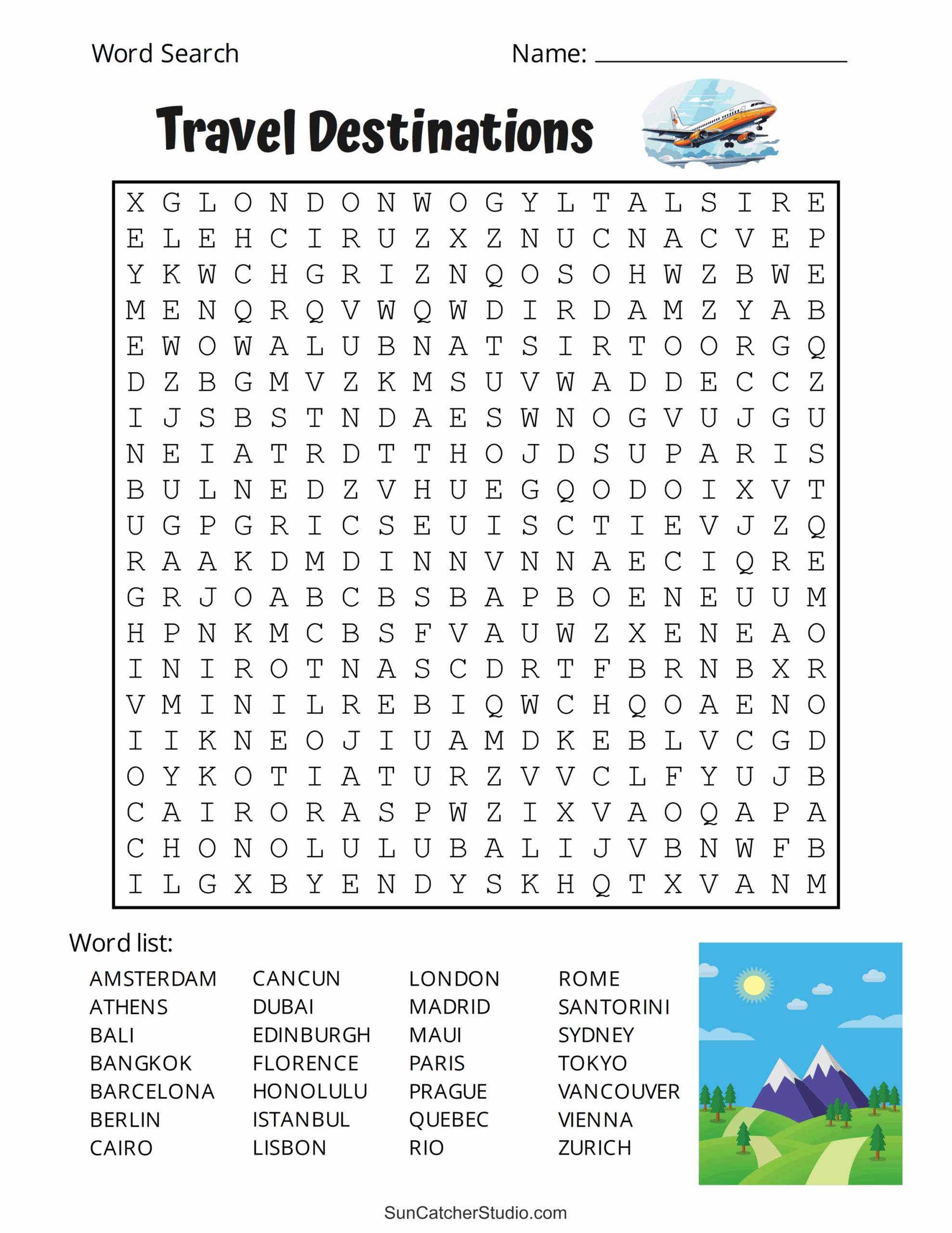 word find puzzle template