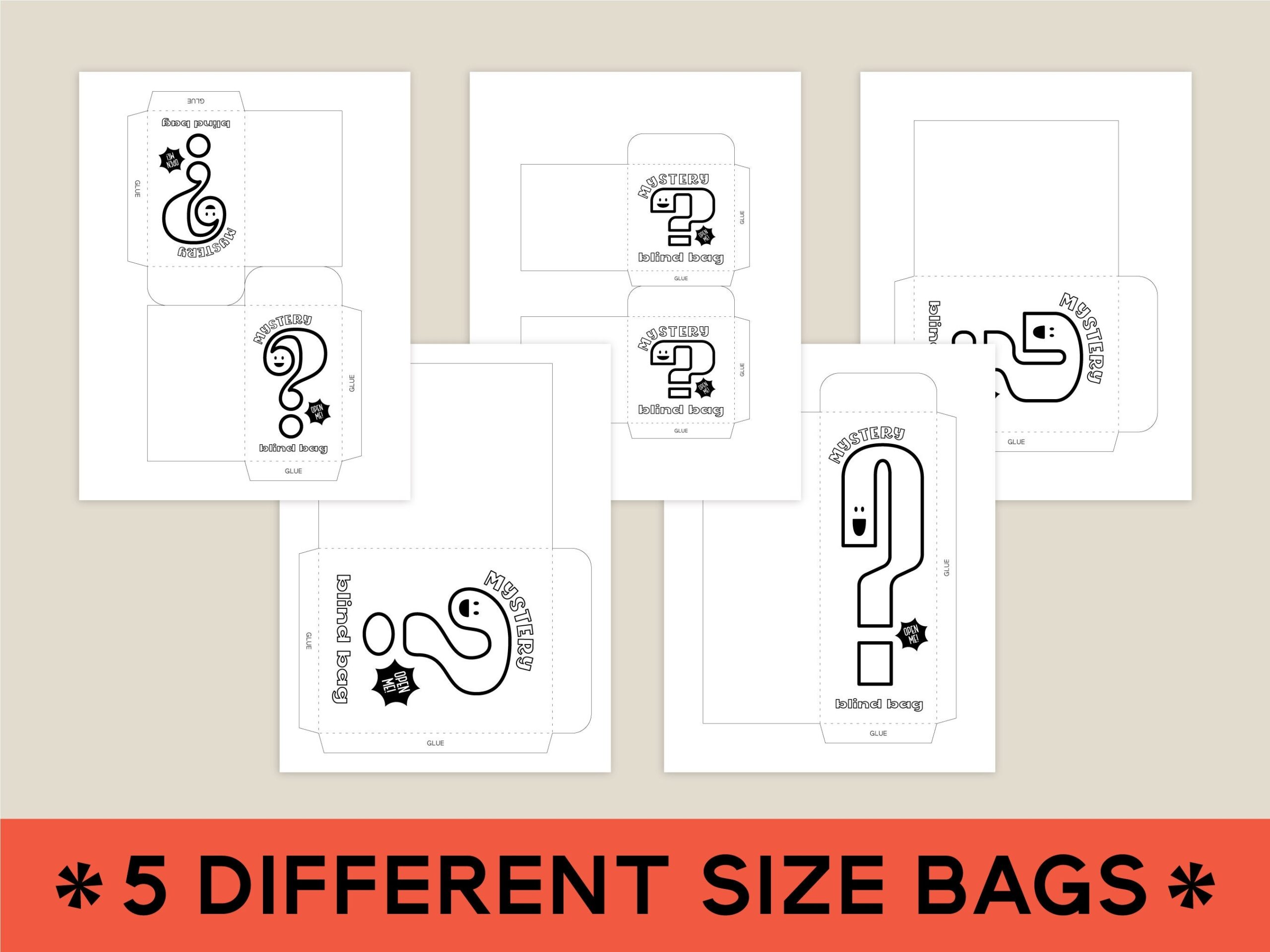 Printable Blind Bag DIY 5 Sizes PDF Digital Download Print At Home Party Favor Teacher Prize Box Gifting Reward Etsy UK