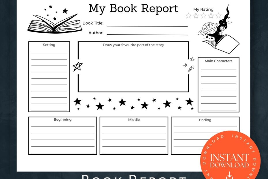 Printable Book Report INSTANT DOWNLOAD Printable Activity Book Report Template Book Review Book Report Printable Home School Reading