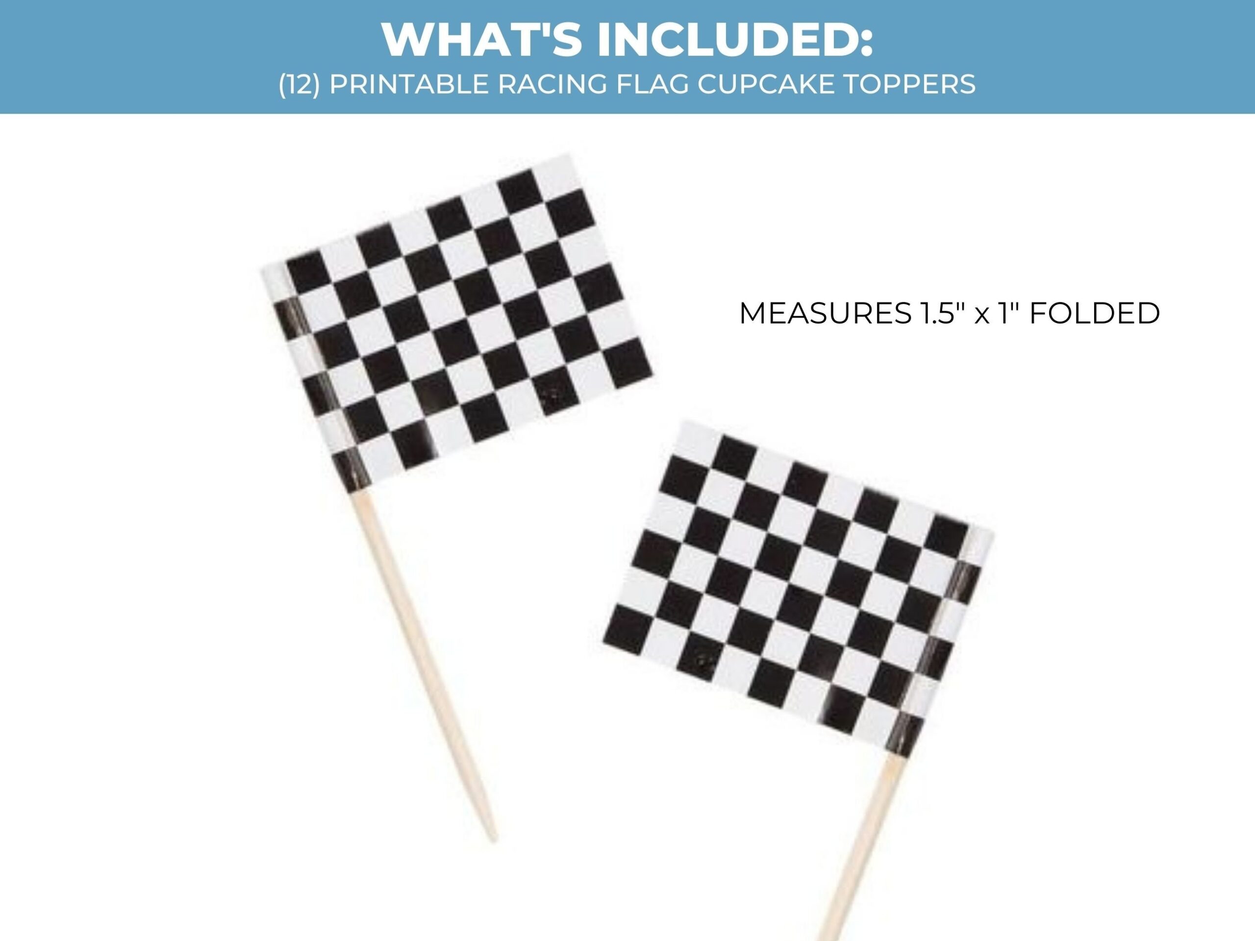Printable Checkered Toothpick Flags Racing Flag Cupcake Topper DIY Checked Flag Food Pick Instant Download Etsy
