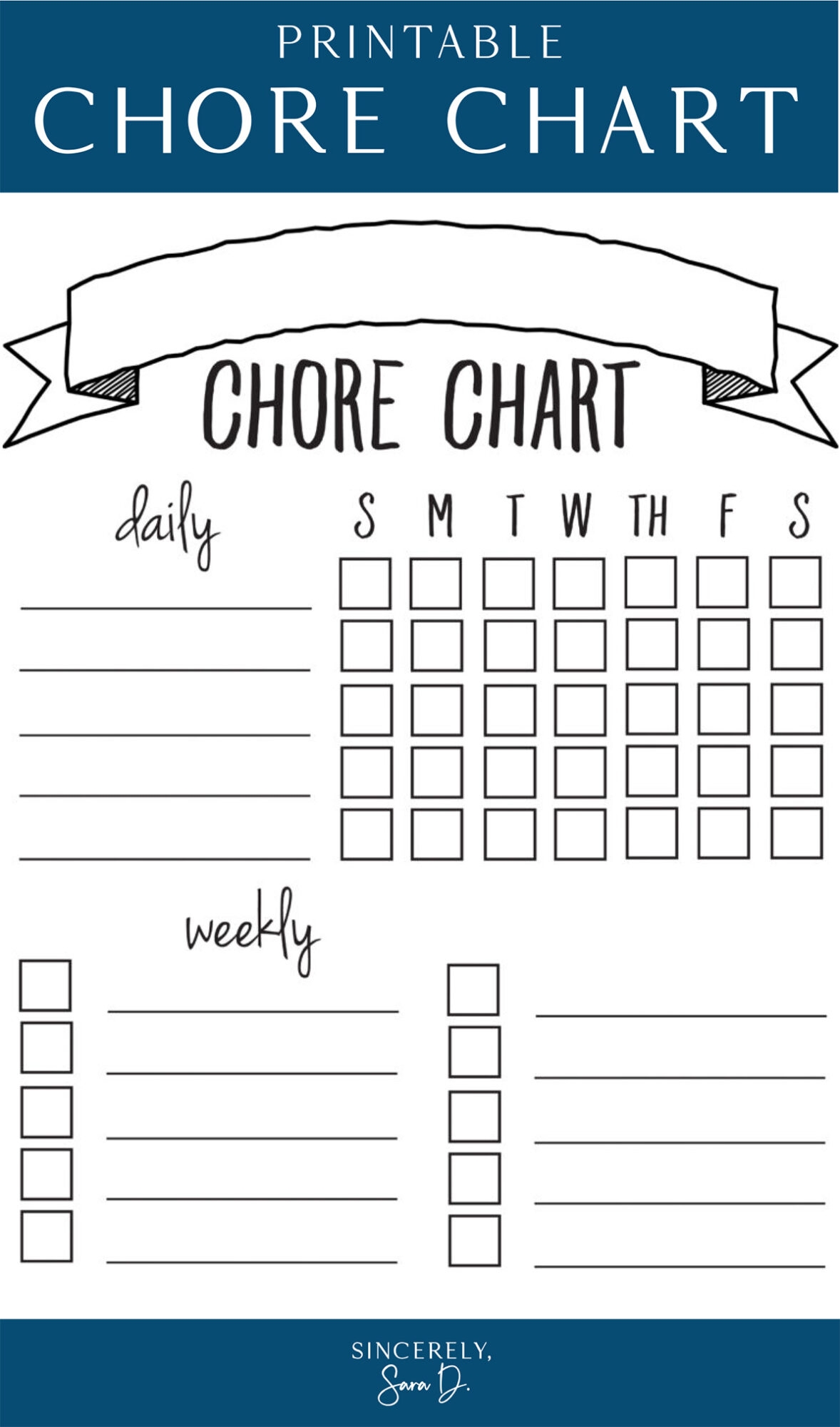 printable chore chart for kids