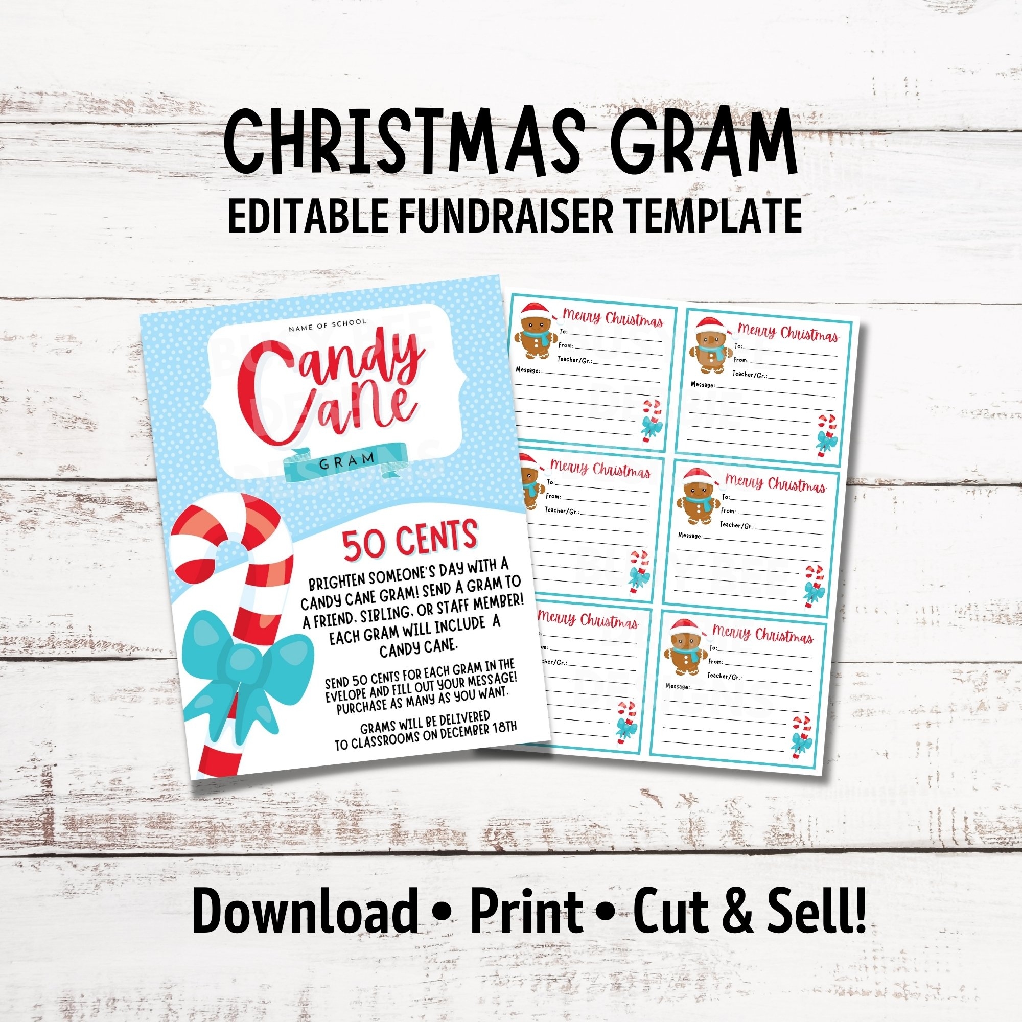 free printable candy cane gram template