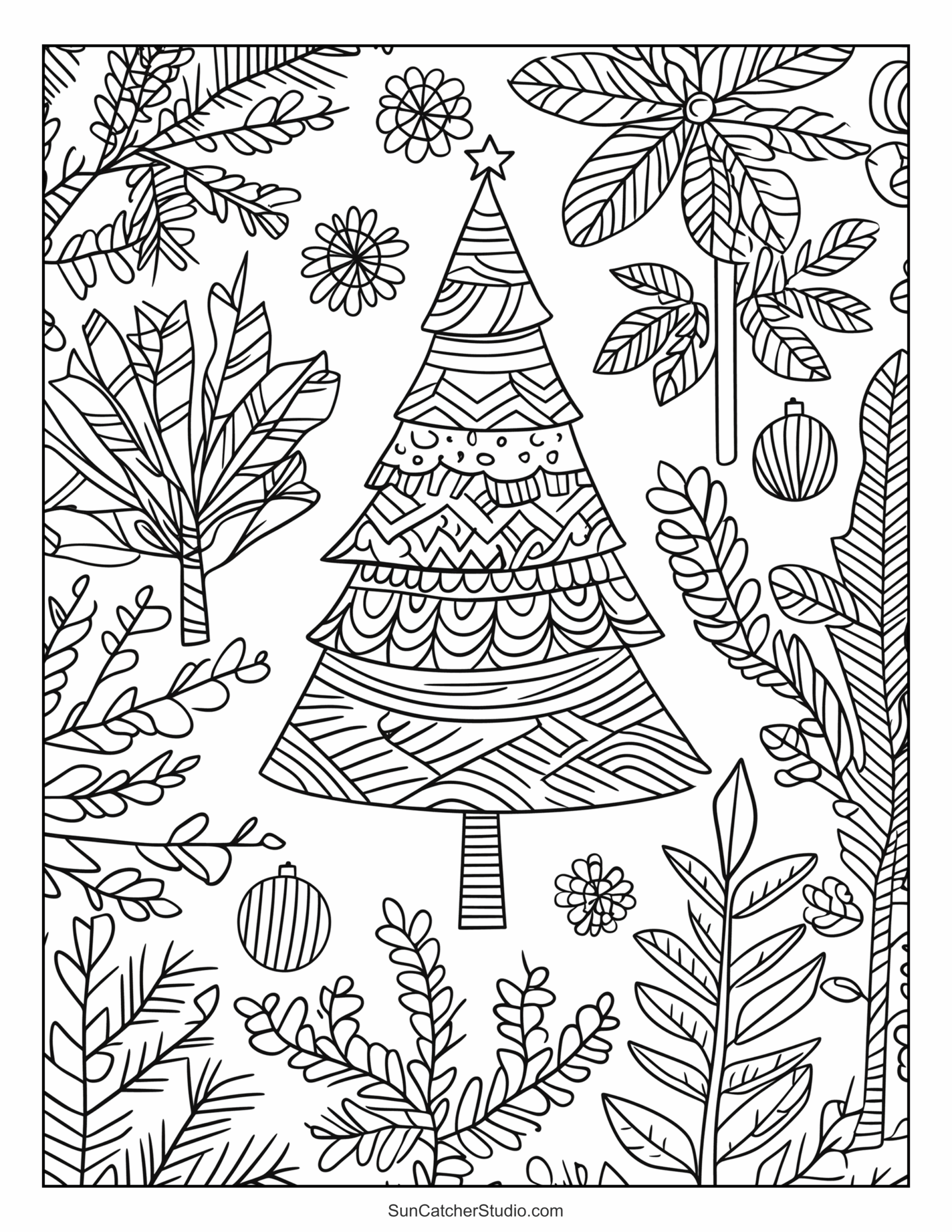 christmas tree coloring pages printable