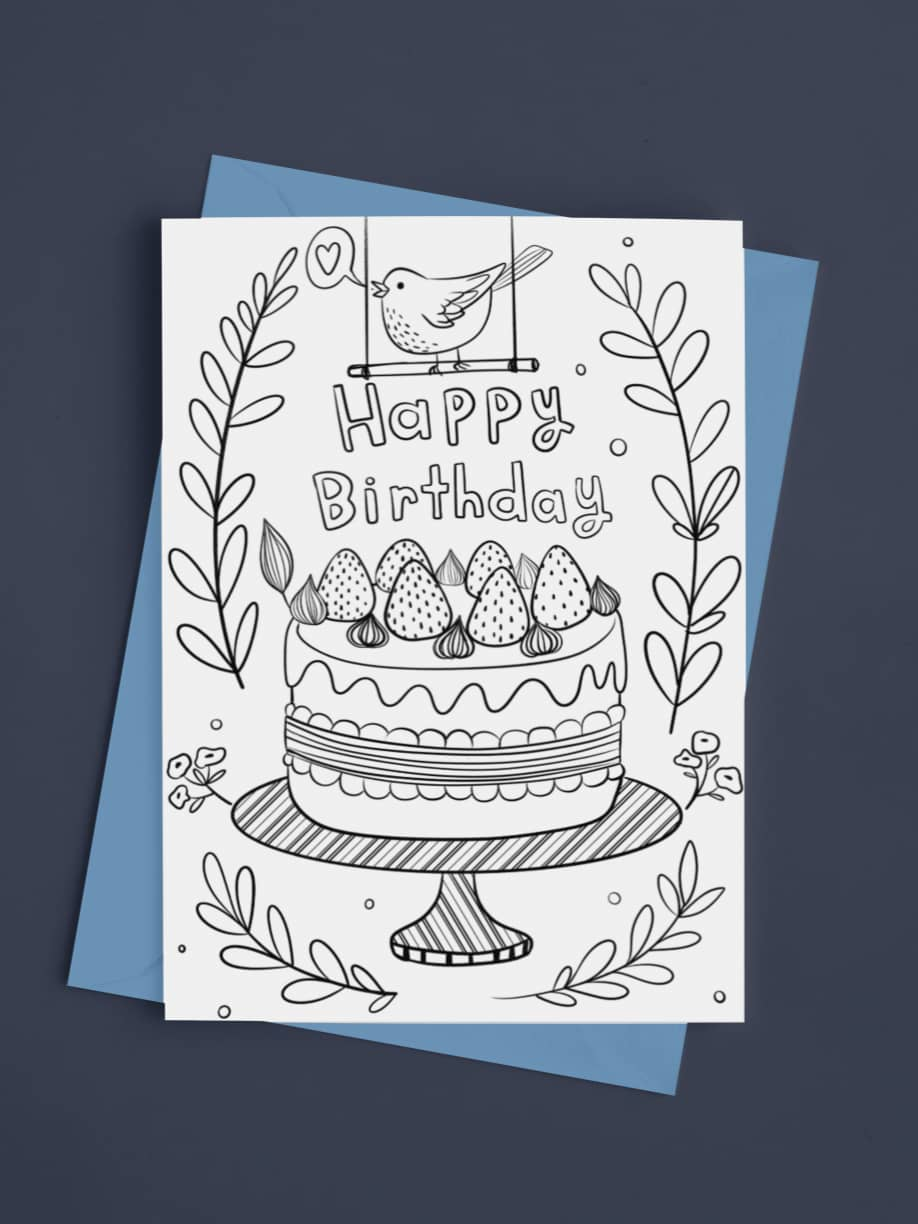 Printable Coloring Birthday Greeting Card A Little Birdie Told Me