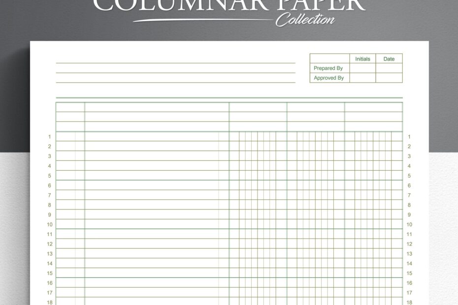 Printable Columnar Paper Accounting Ledger Digital Ledger Paper Printable Ledger Paper Ledger Book Etsy