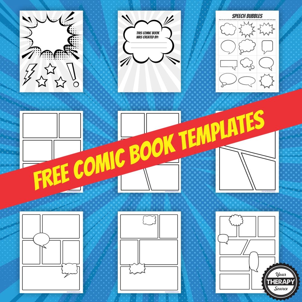 printable comic strip template with characters