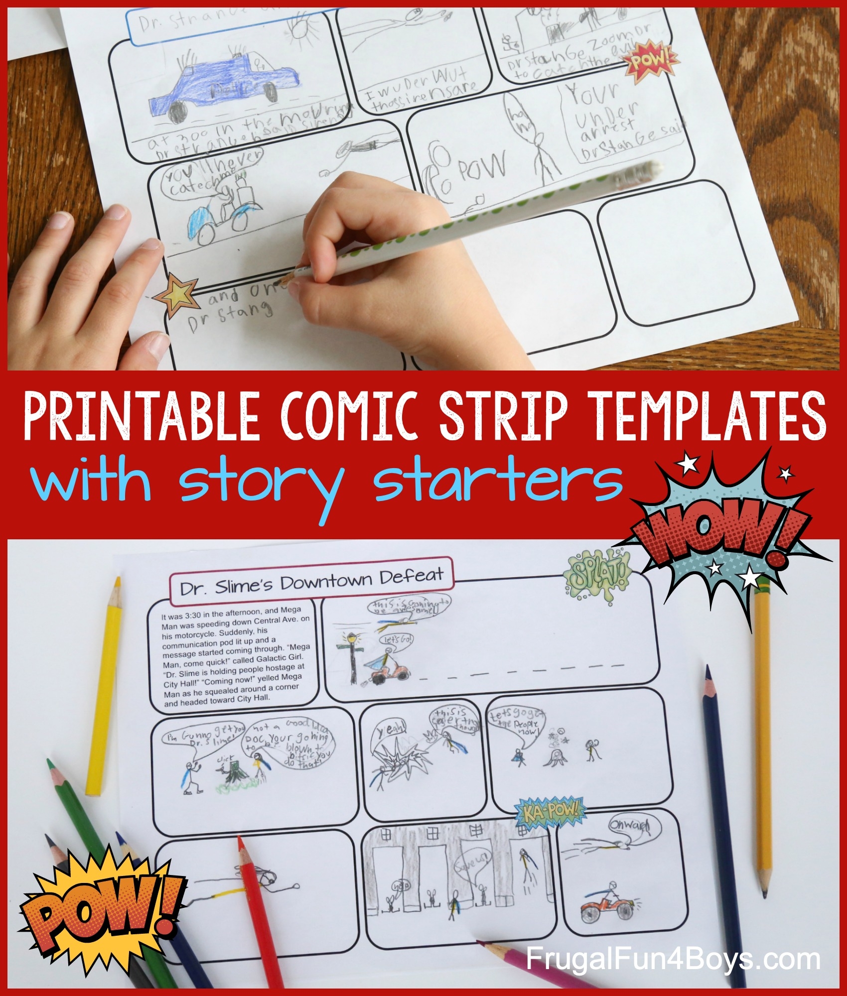 Printable Comic Strip Templates With Story Starters Frugal Fun 