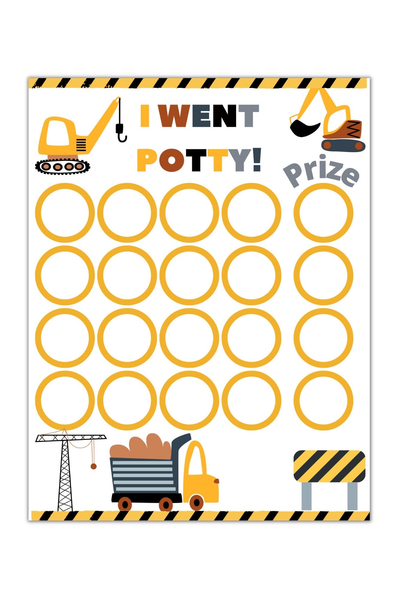 Printable Construction Potty Chart Construction Kids Behavior 
