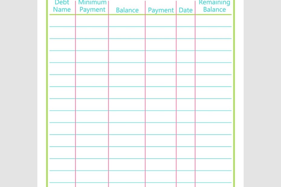 Printable Debt Payoff Tracker