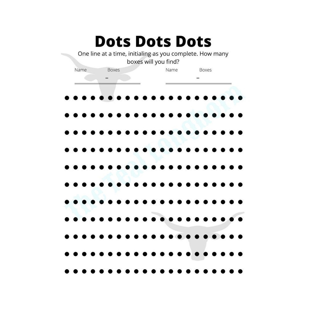 Printable Dots Game Printable Travel Dots Game Printable Dots Paper Game Dots Paper Game Dots Travel Game Dot Box Game Dots Game Etsy