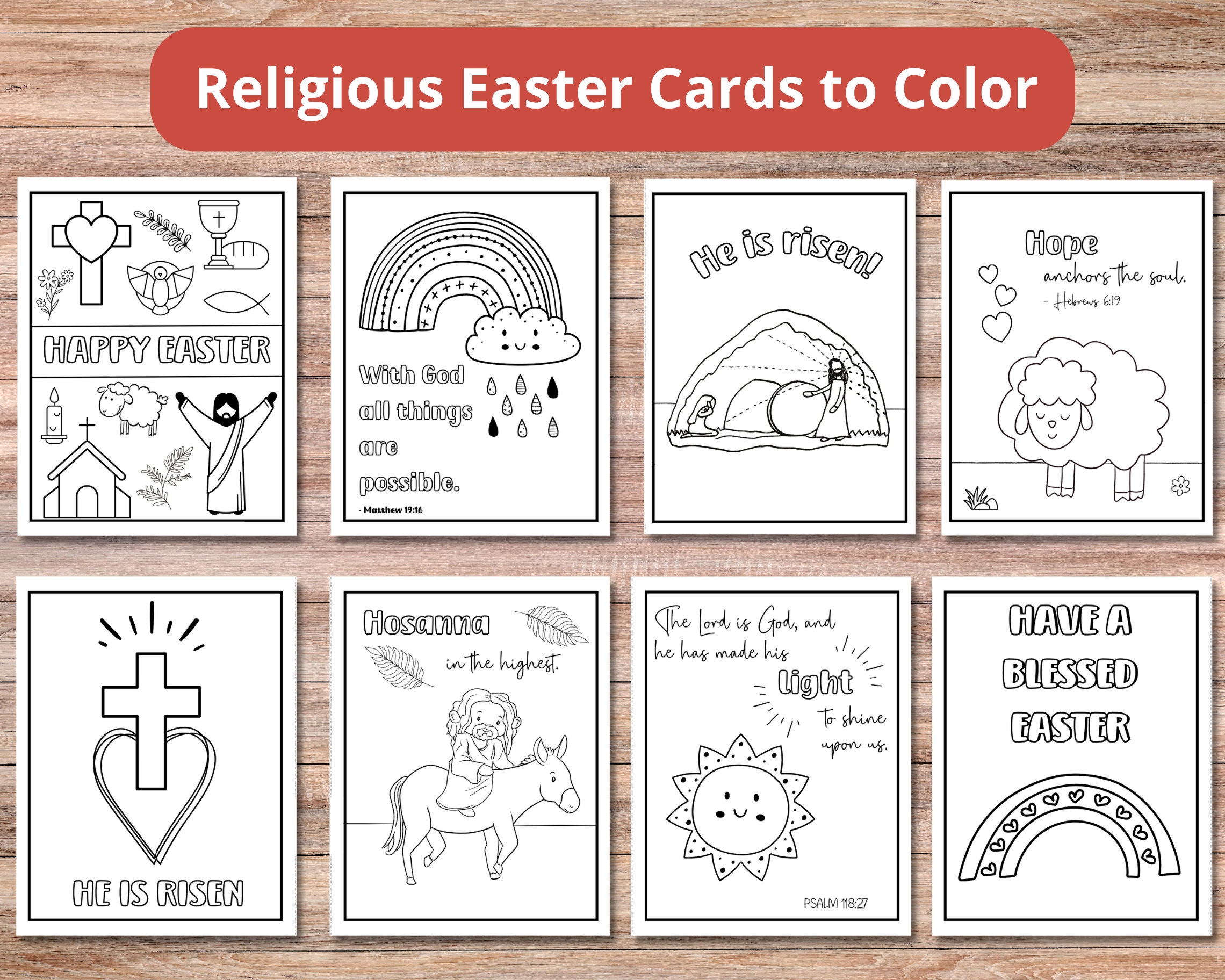 Printable Easter Cards To Color Religious Easter Cards Christian Easter Coloring Pages Printable Easter Activity Sunday School Craft Etsy UK