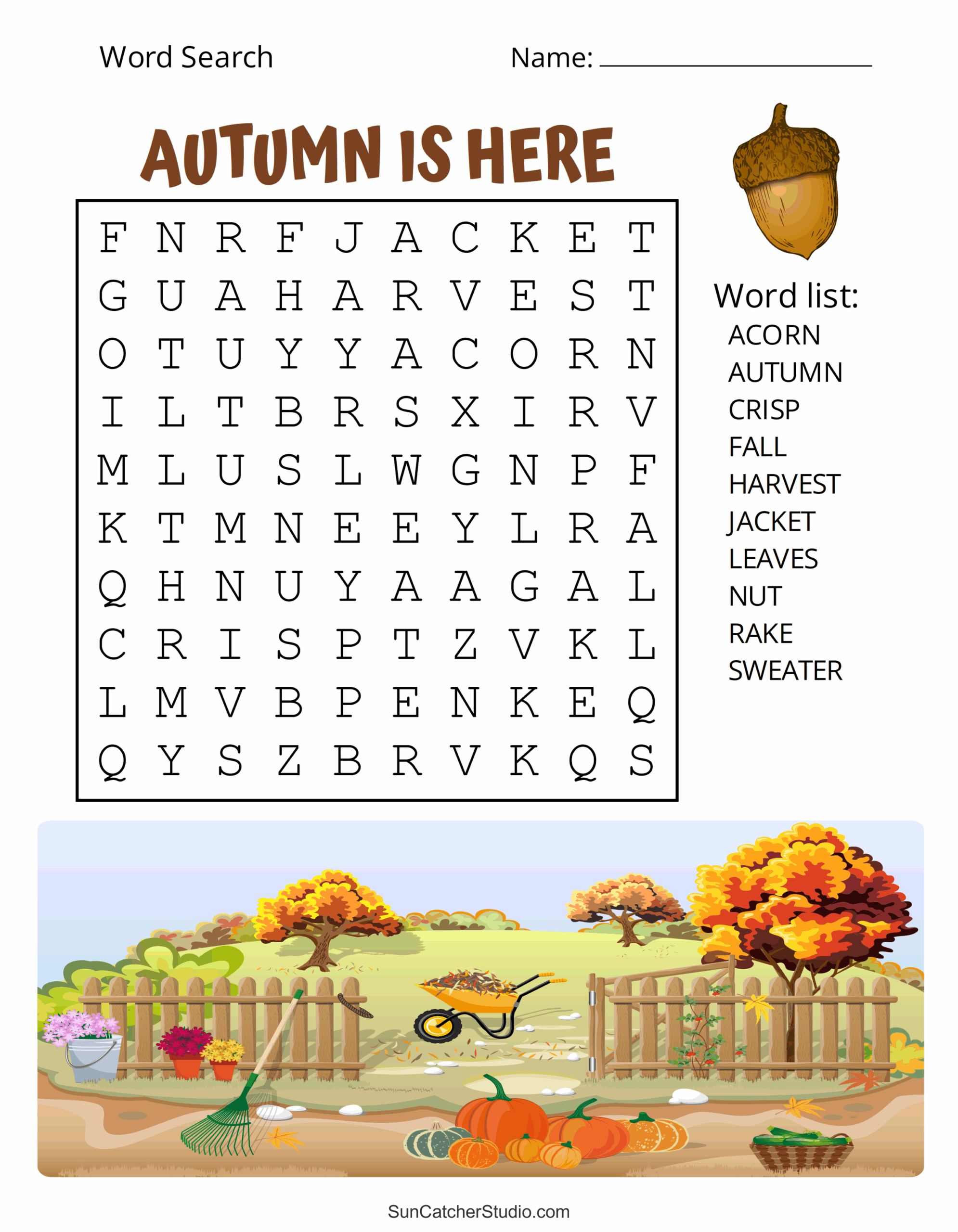autumn word search free printable