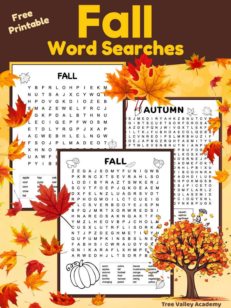 printable fall word search