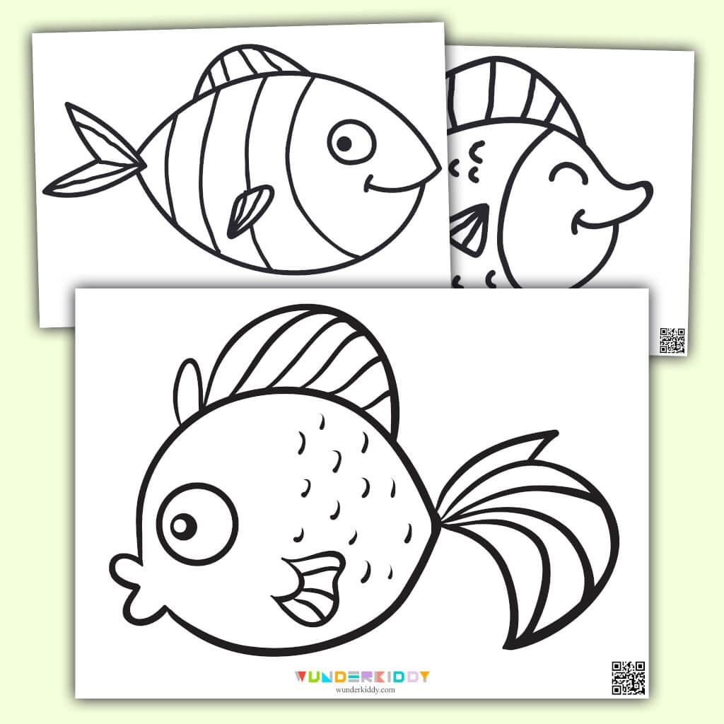 free printable colored fish template