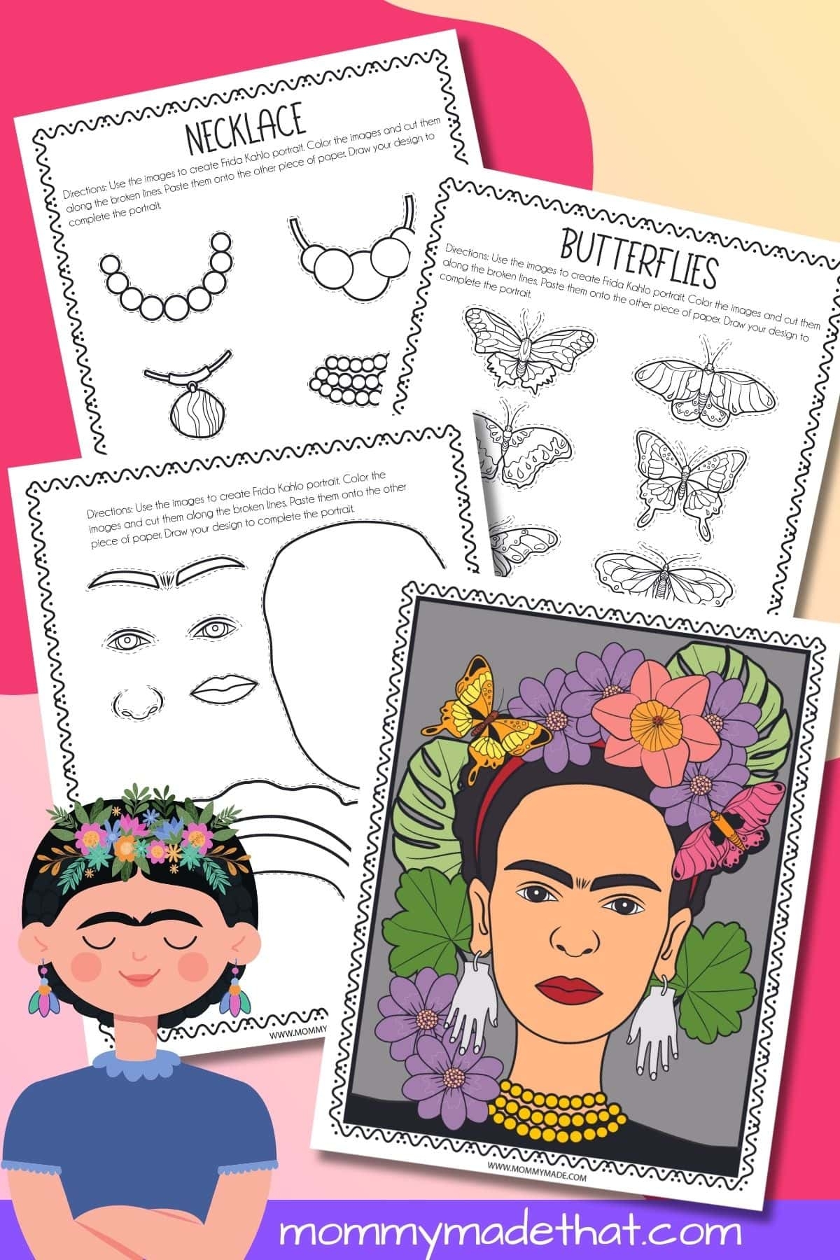 Printable Frida Kahlo Art Project Free Template 