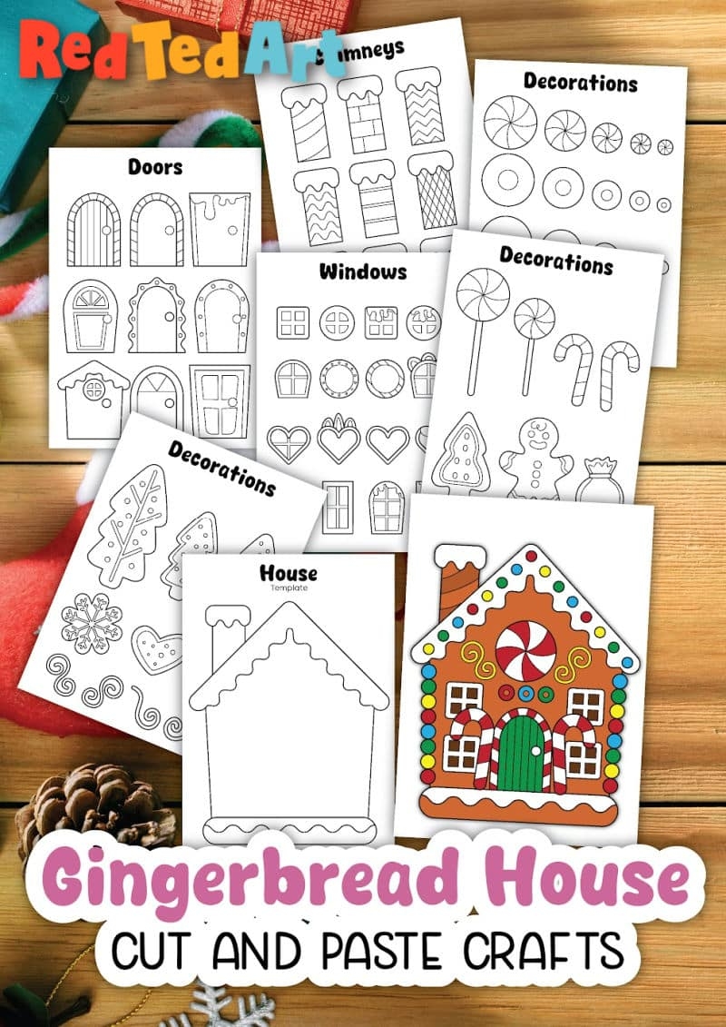 Printable Gingerbread House Cut U0026 Paste Activity Red Ted Art 