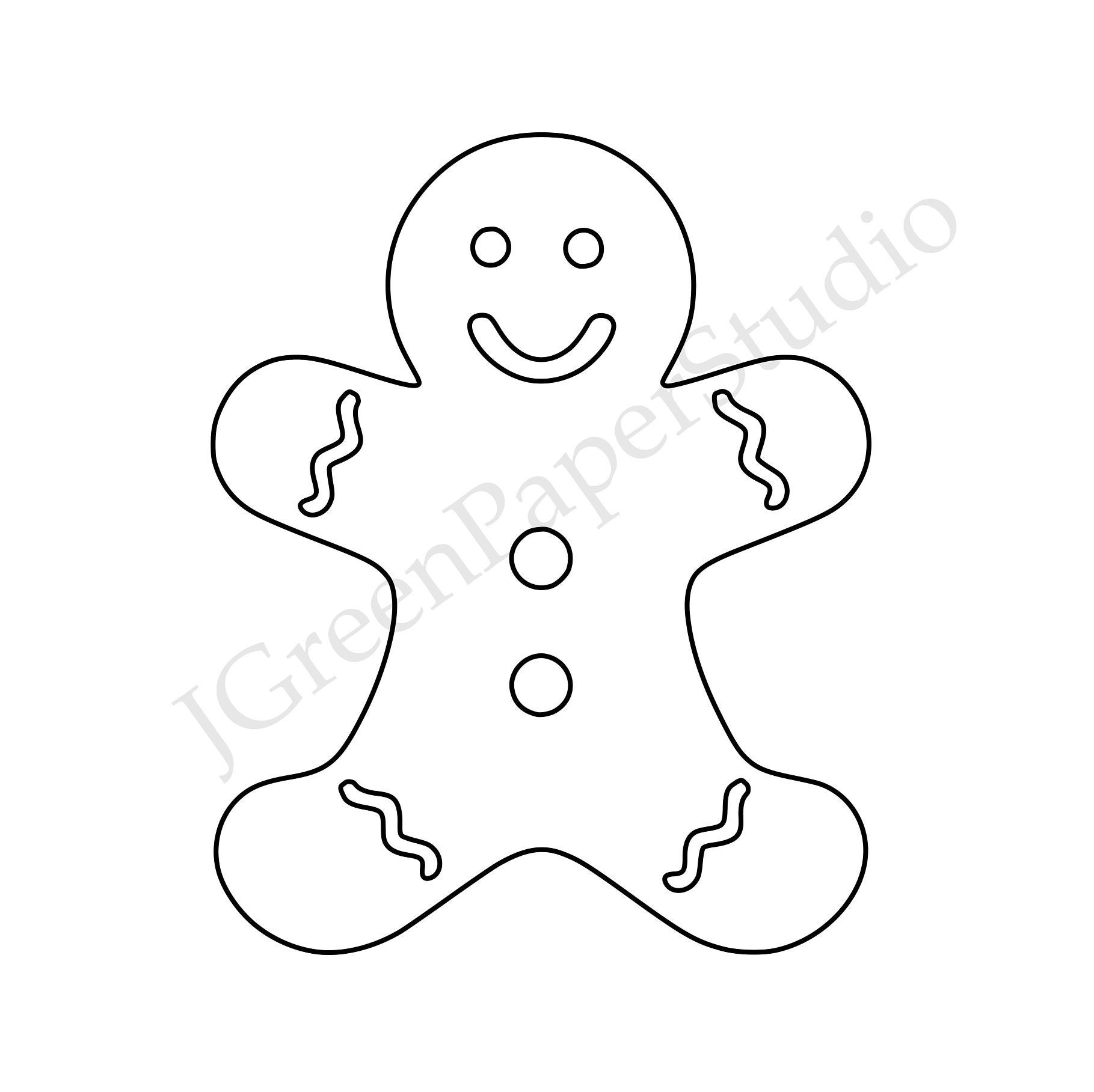 Printable Gingerbread Man Template PDF SVG Digital Download Cookie Kids Holiday Coloring Page DIY Craft Stencil 7 inch Gingerbread Line Art Etsy