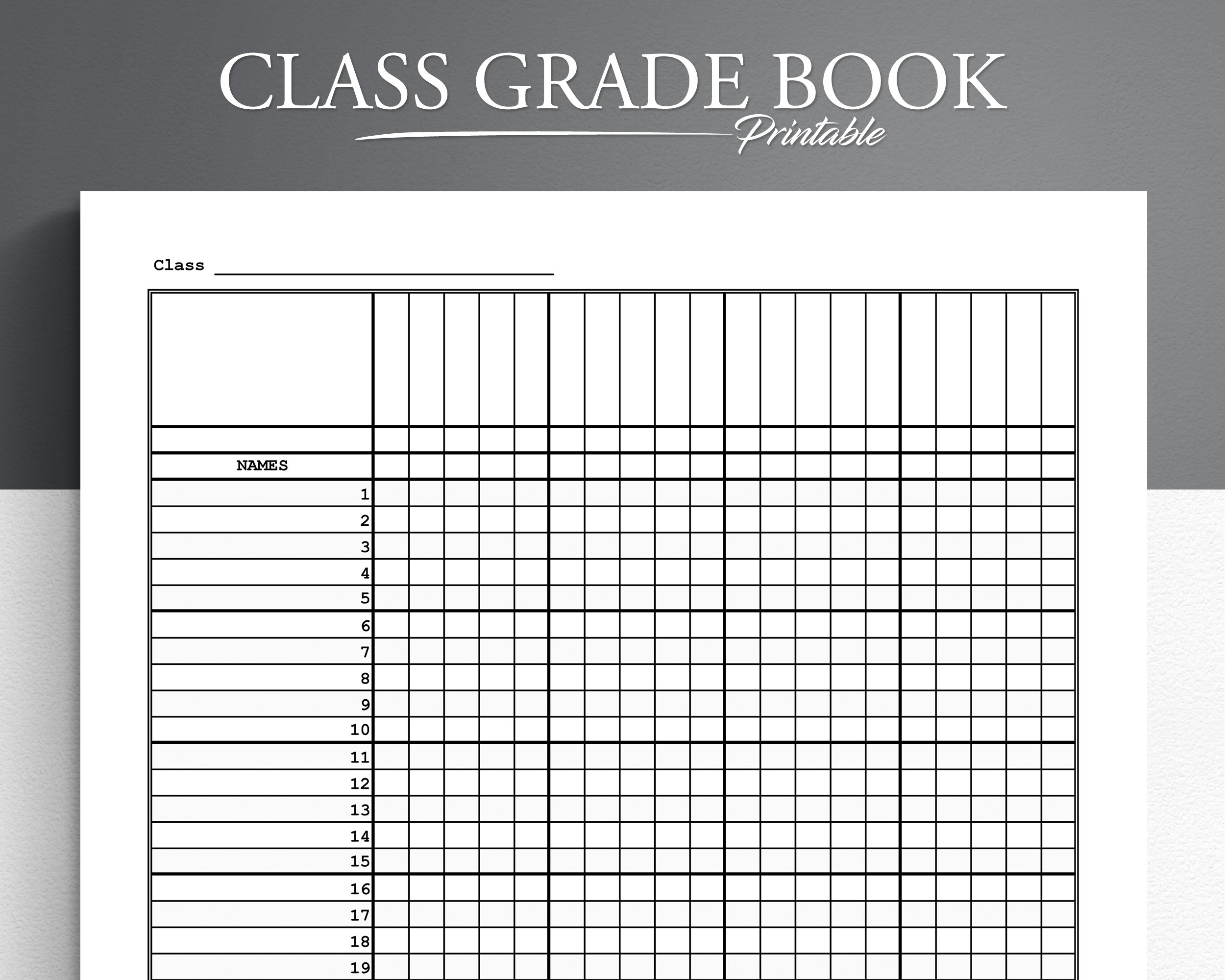 printable gradebook template