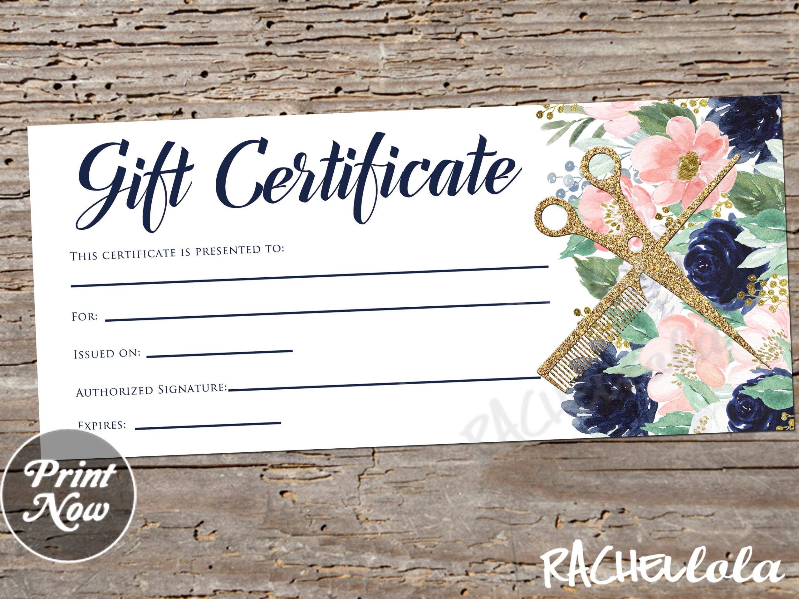 Printable Hair Salon Gift Certificate Template Hair Stylist Coupon Voucher Fillable Instant Download Mothers Day Christmas Floral Etsy Australia