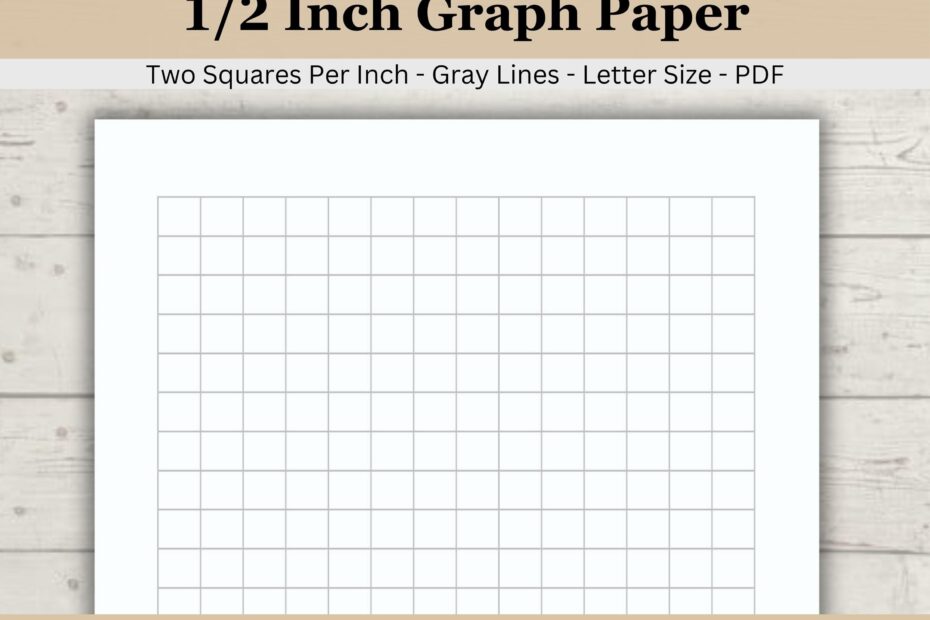 Printable Half Inch 50 Inch Graph Paper Two Squares Per Inch 2x2 Gray Graph Paper 1 2 Inch Squares Graphing Paper Download PDF Etsy