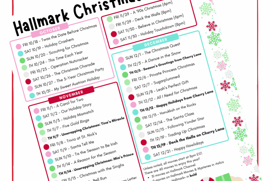 Printable Hallmark Christmas Movie Schedule Updated For 2024