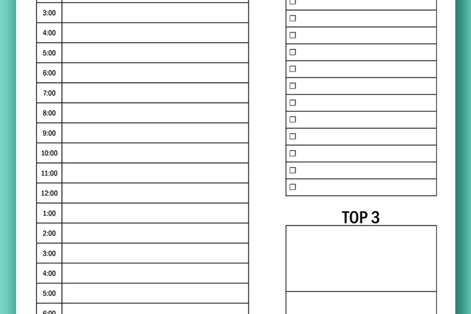 Printable Hourly Calendar Set Daily And Weekly Hourly Calendars