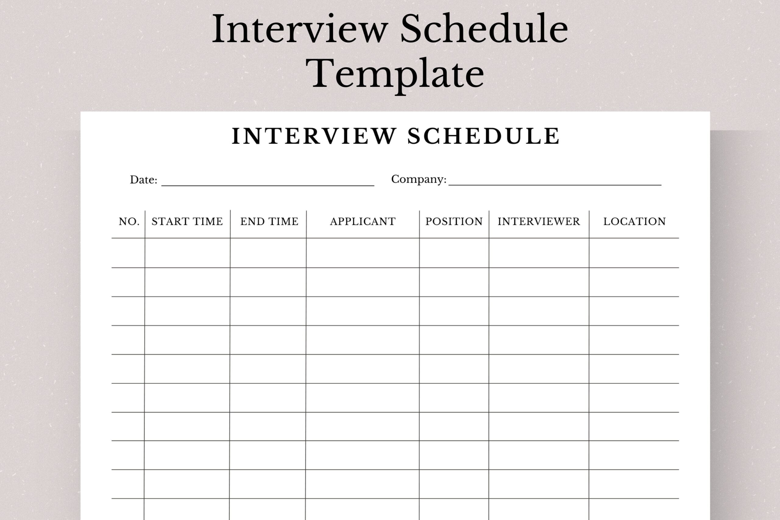 Printable Interview Schedule Company Interview Schedule Employee Interview Schedule Interview Schedule