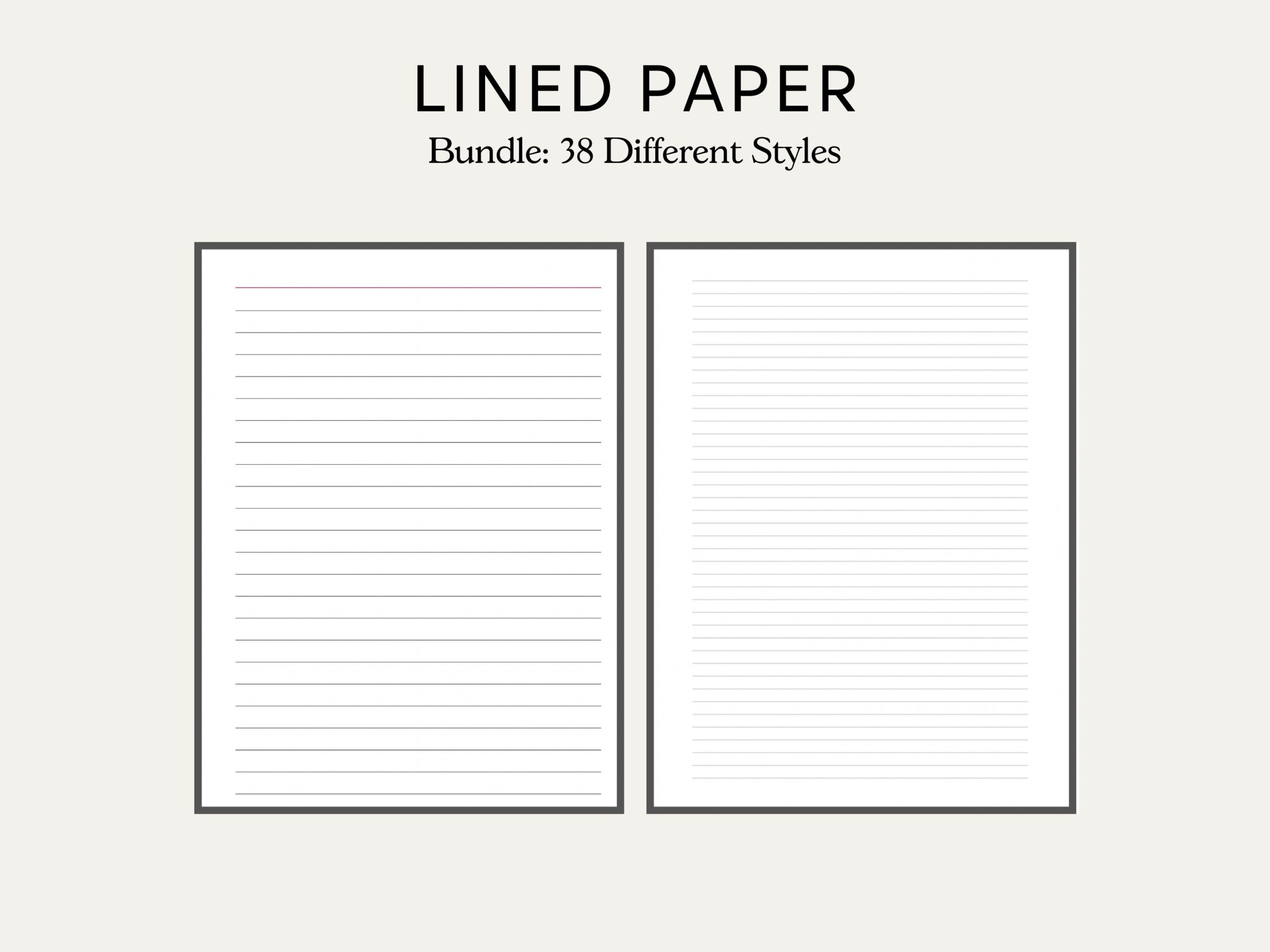 Printable Lined Paper PDF Wide Ruled Paper College Ruled Paper 