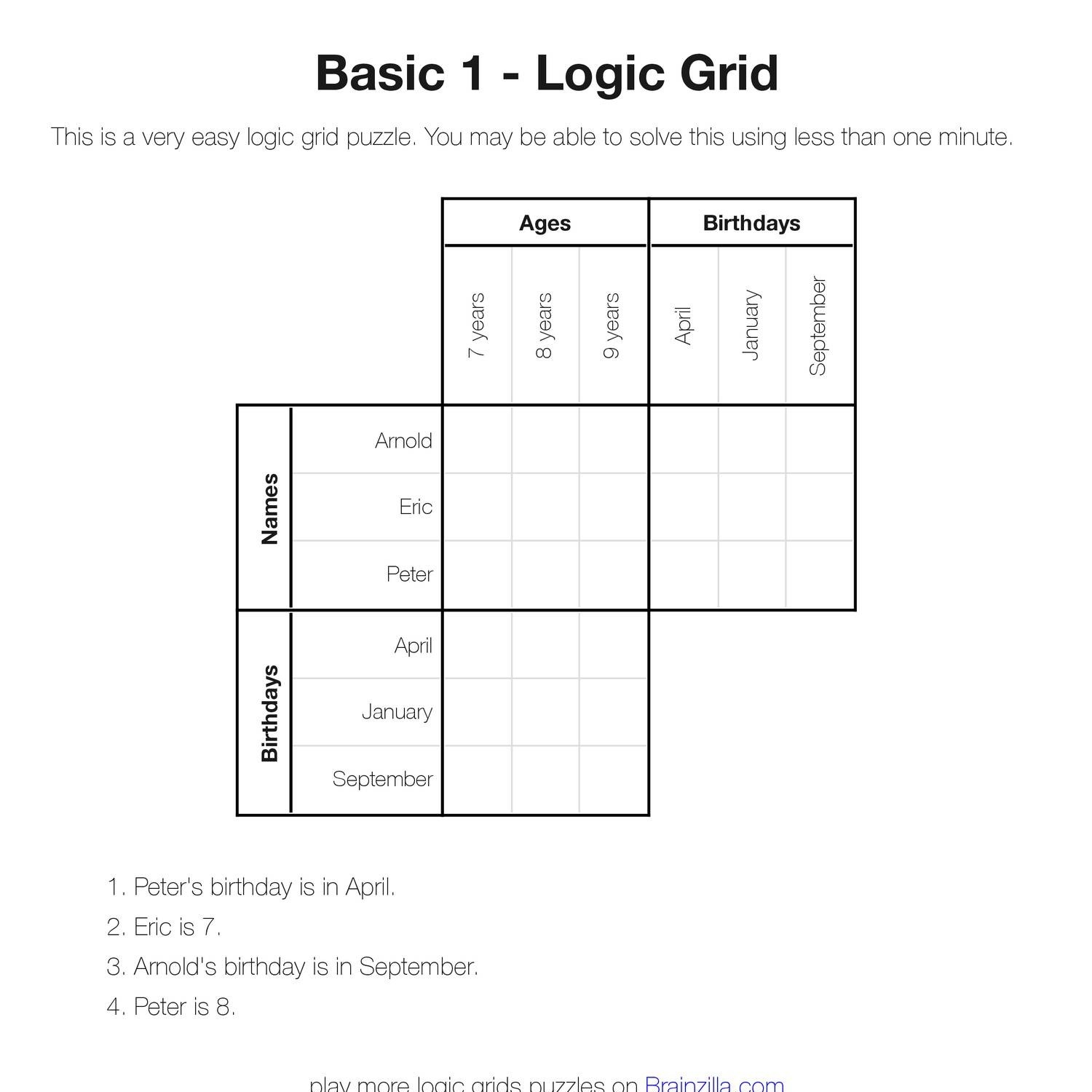logic grids printable