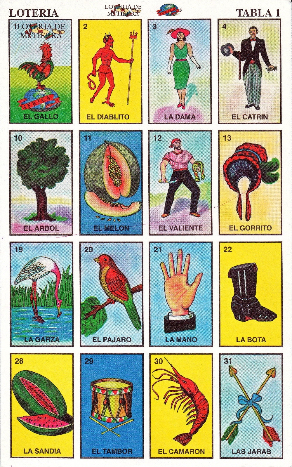 Printable Loteria Cards The Complete Set Of 10 Tablas Printable Digital Downloads For Arts And Crafts Party Supplies Printable Game Etsy Israel