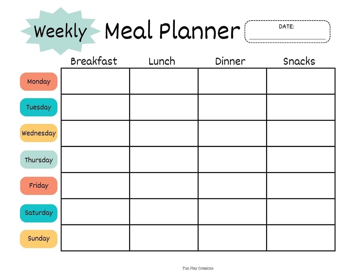 printable meal planner