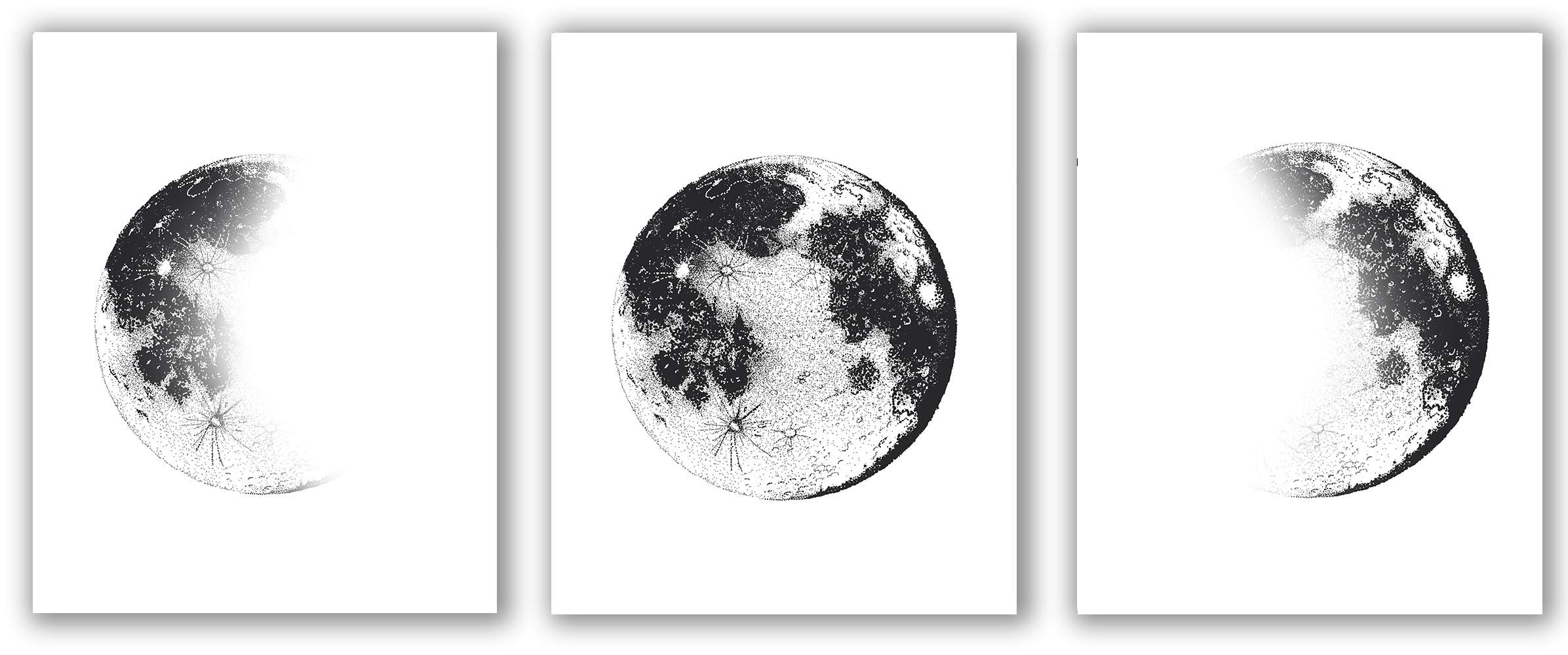 Printable Moon Phases Wall Art Unframed Set Of 3 Moon Prints Wall Art Above Bed Art Minimalist Moon Art Bedroom D cor Lunar Phases Art Moon Phase Print 8